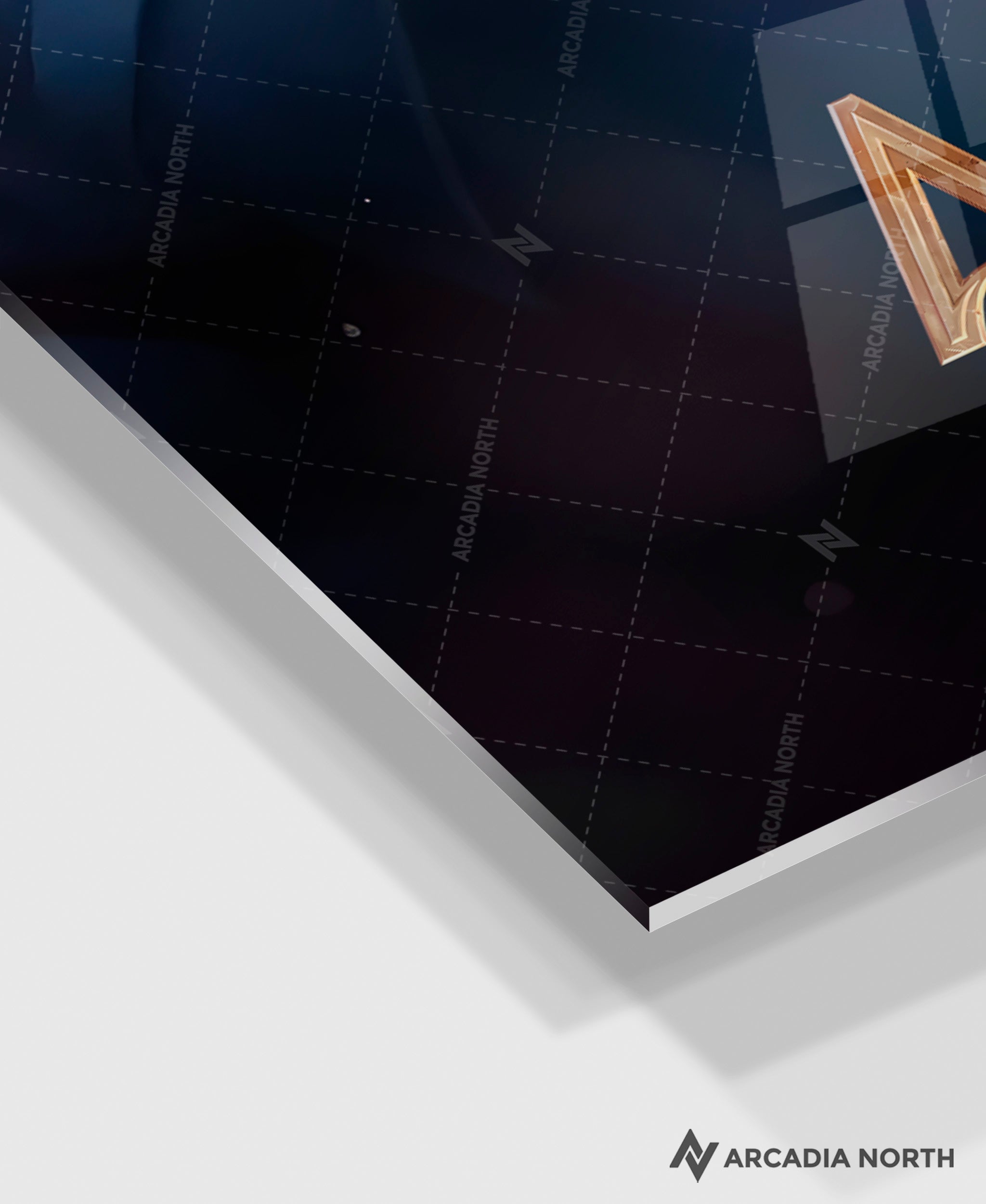 Arcane League of Legends gaming acrylic poster by Arcadia North. Arcane Season 1 Poster with Vi hugging Powder/Jinx. Acrylic wall art printed on acrylic.