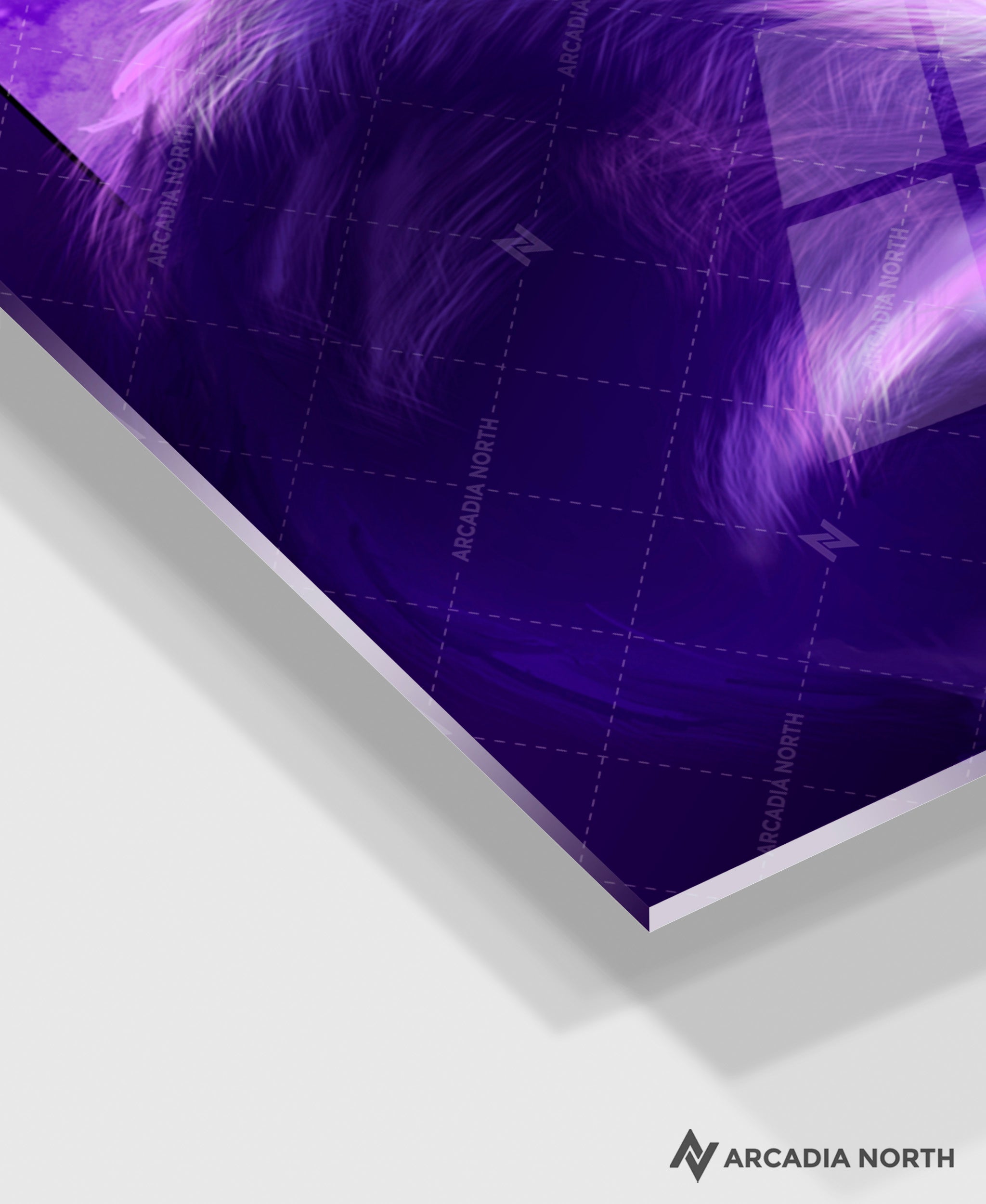 Arcadia North acrylic poster acrylic print. Galaxy cat. Astral Catnap by French artist Nebyula. Backlightable acrylic wall art printed on acrylic.