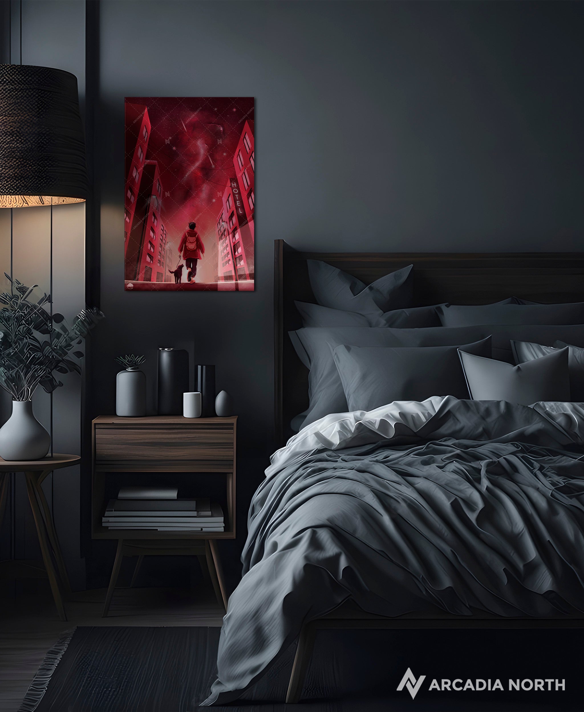 Arcadia North acrylic poster acrylic print. Cosmic Wandering by French artist Nebyula. Backlightable acrylic wall art printed on acrylic.