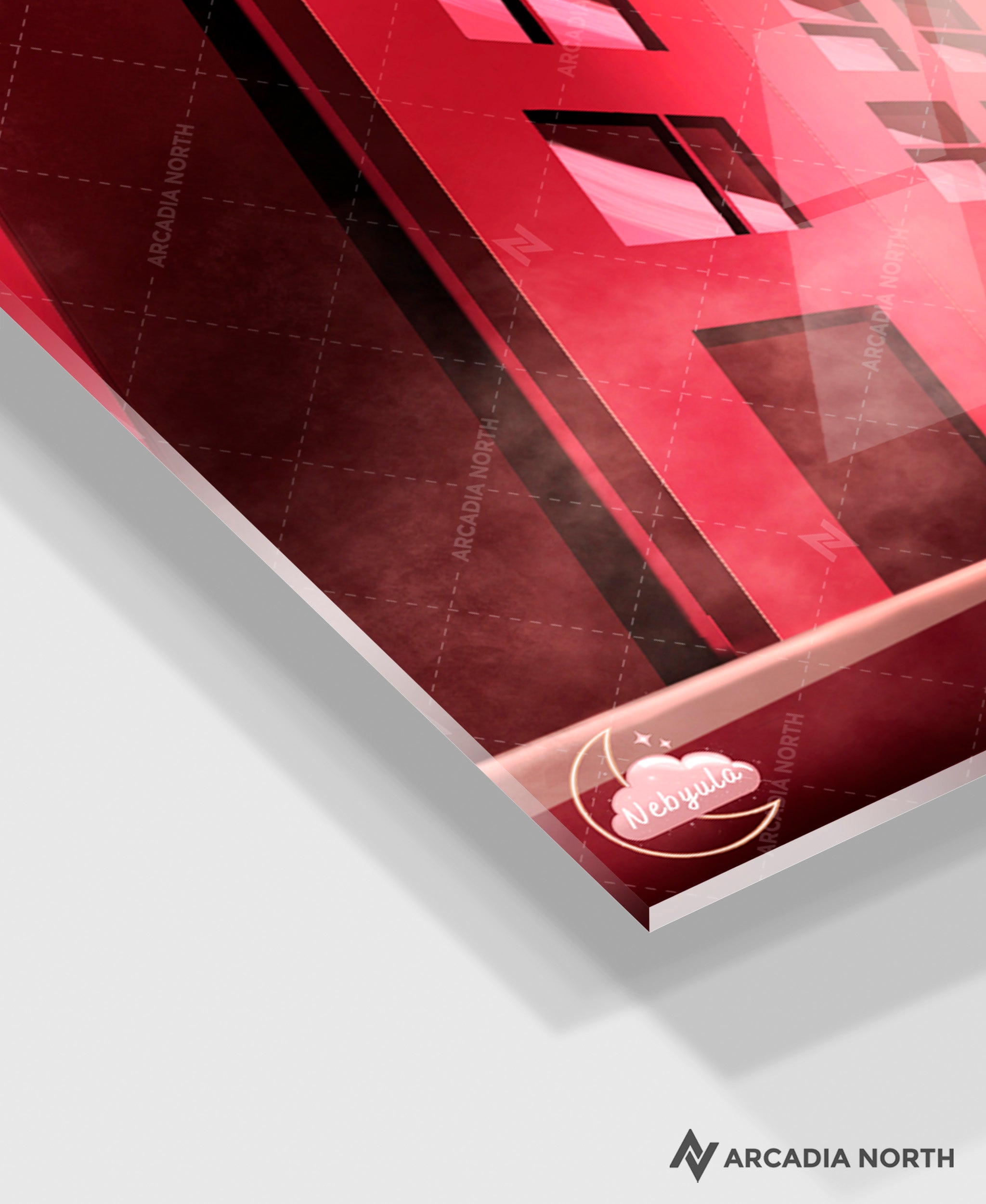 Arcadia North acrylic poster acrylic print. Cosmic Wandering by French artist Nebyula. Backlightable acrylic wall art printed on acrylic.