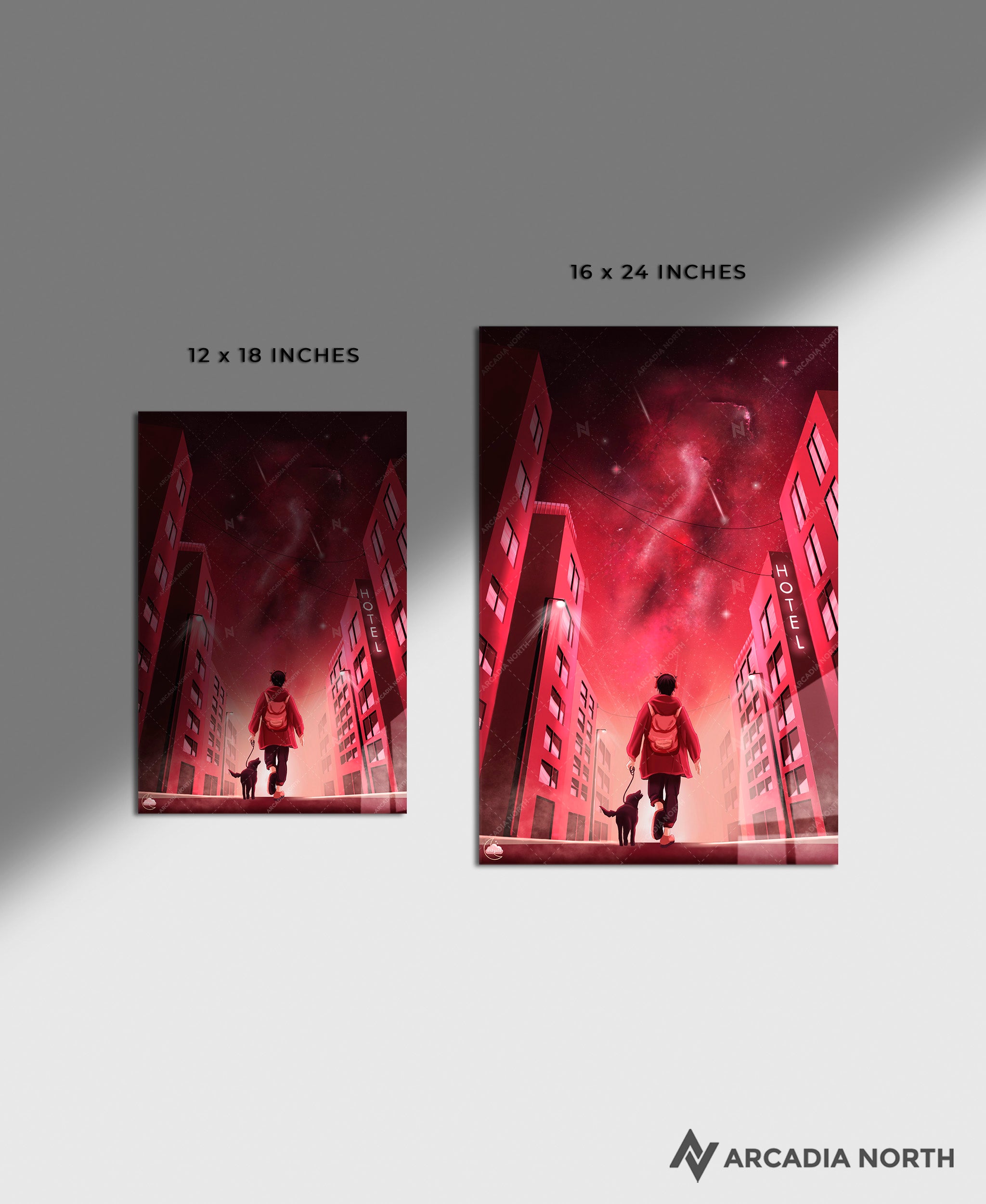 Arcadia North acrylic poster acrylic print. Cosmic Wandering by French artist Nebyula. Backlightable acrylic wall art printed on acrylic.