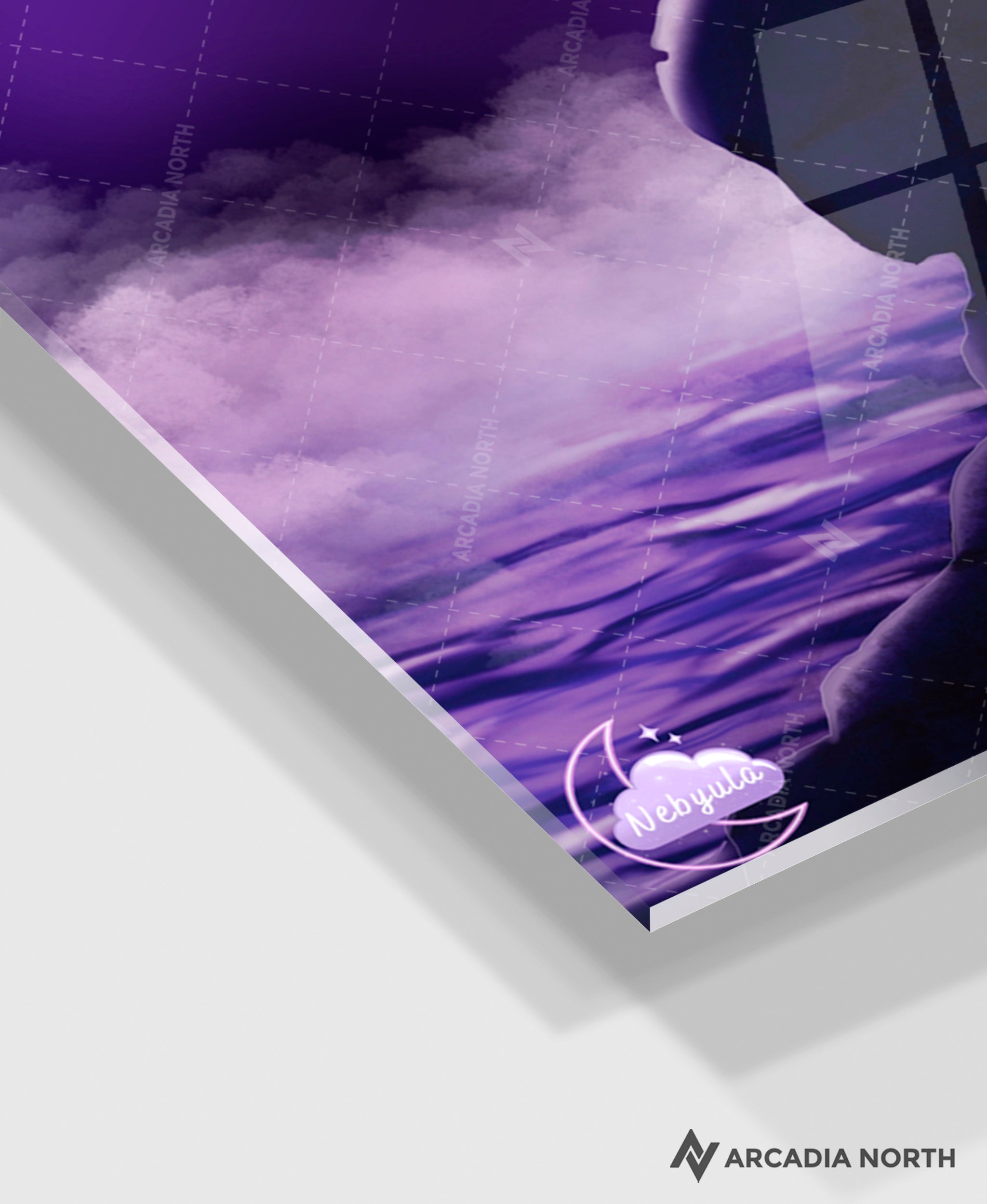 Arcadia North acrylic poster acrylic print. Milky Way Contemplation by French artist Nebyula. Backlightable acrylic wall art printed on acrylic.