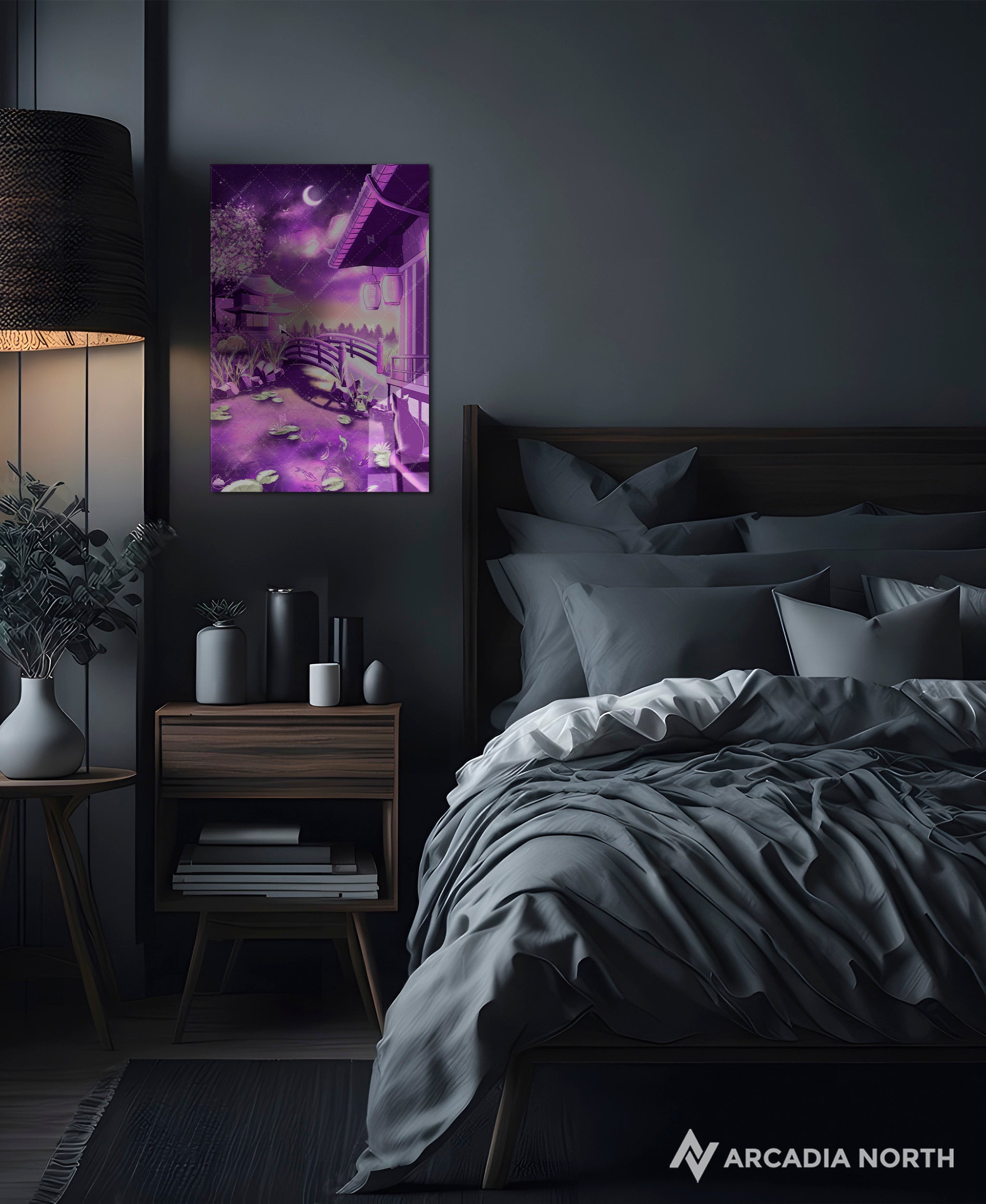 Arcadia North acrylic poster acrylic print. Purple Heaven by French artist Nebyula. Backlightable acrylic wall art printed on acrylic.