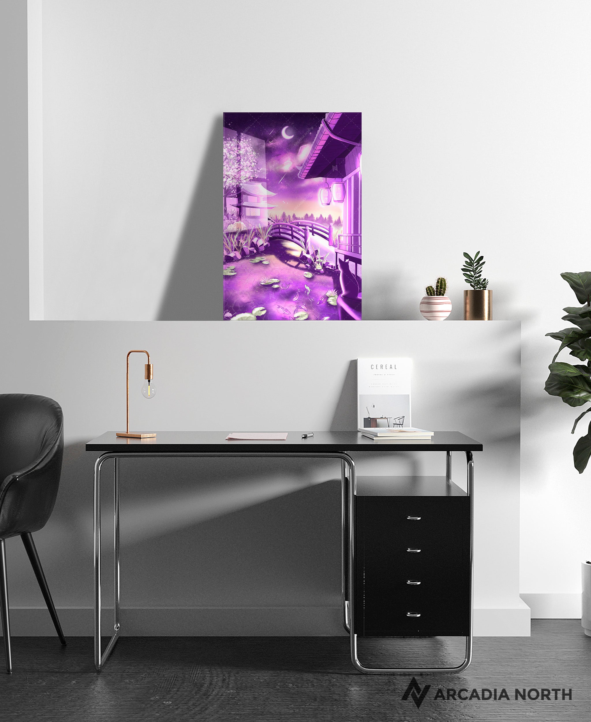 Arcadia North acrylic poster acrylic print. Purple Heaven by French artist Nebyula. Backlightable acrylic wall art printed on acrylic.