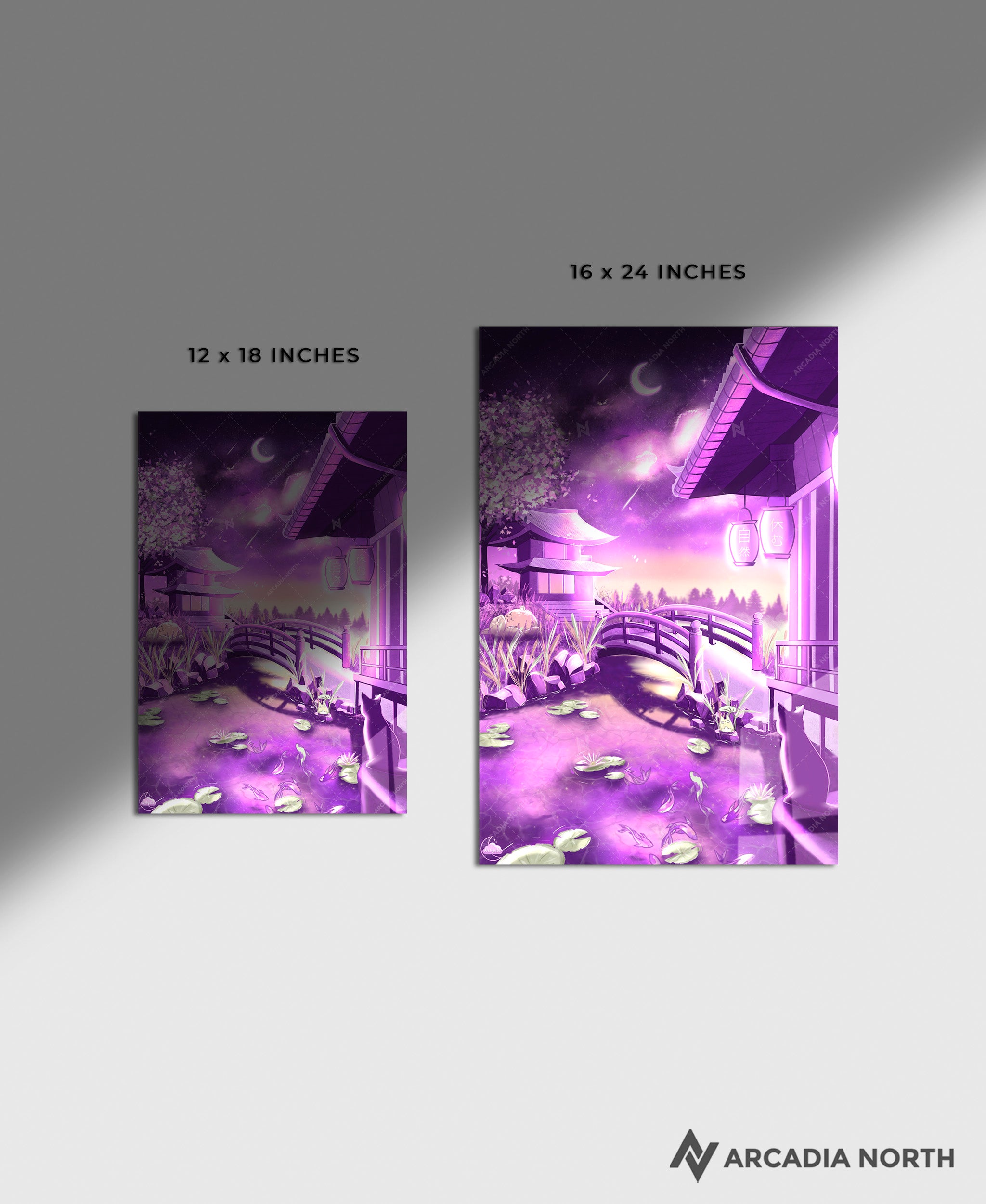 Arcadia North acrylic poster acrylic print. Purple Heaven by French artist Nebyula. Backlightable acrylic wall art printed on acrylic.