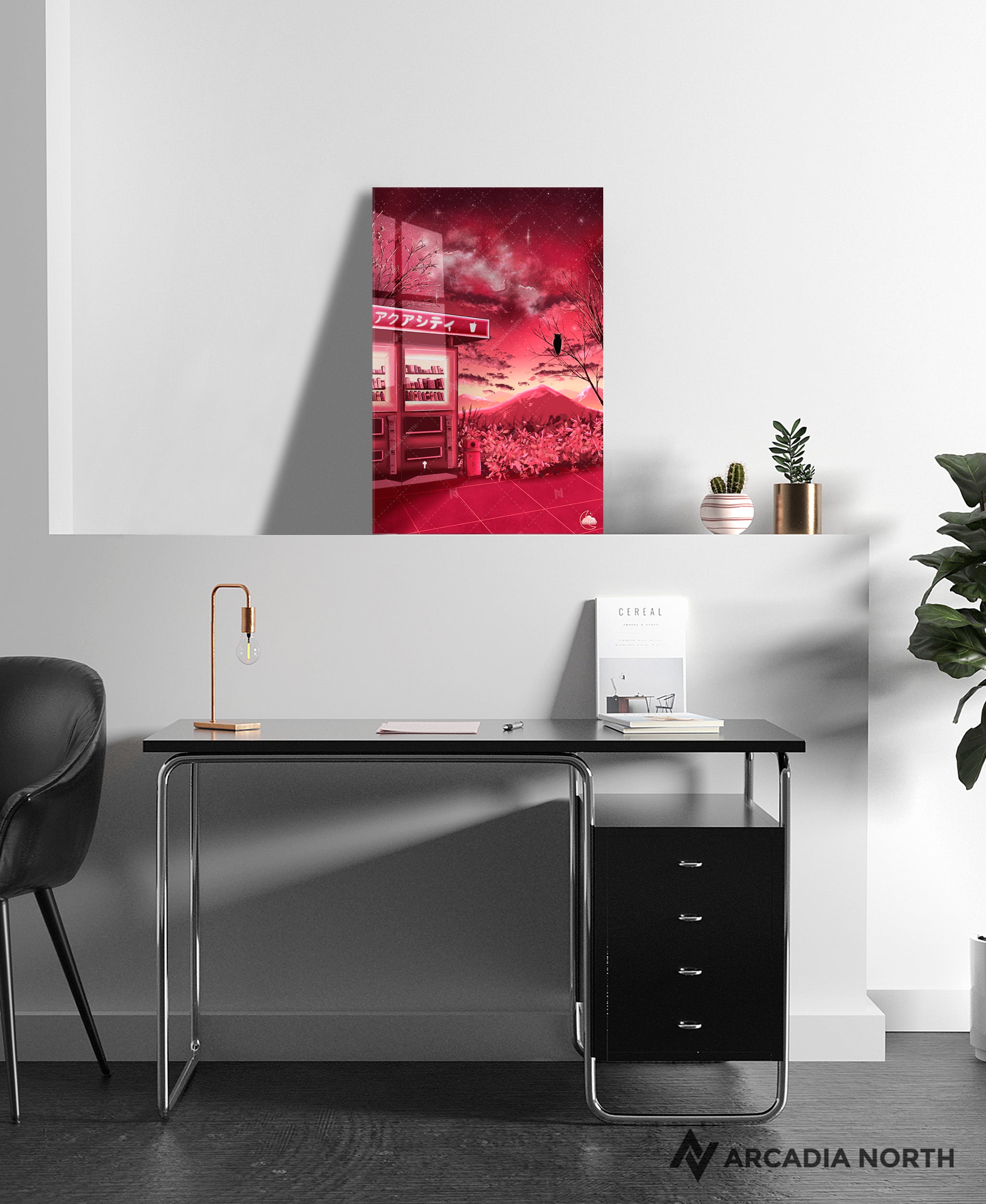 Arcadia North acrylic poster acrylic print. Stargazing Stop by French artist Nebyula. Backlightable acrylic wall art printed on acrylic.