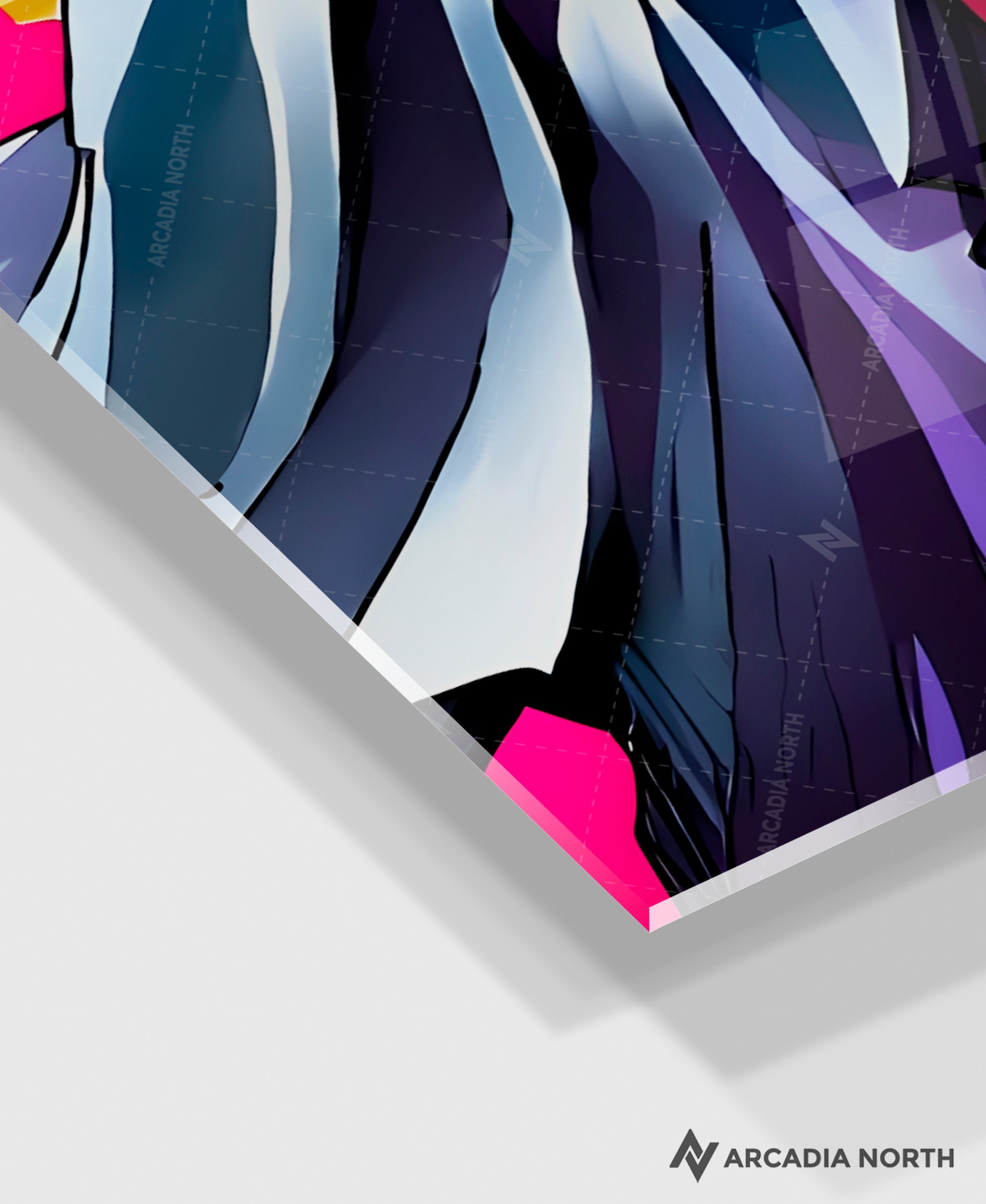 Sakamoto Days anime acrylic poster by Arcadia North. Textless no text clean manga cover for Volume 9 "Hard Mode" featuring Nao Toramaru. Acrylic wall art printed on acrylic.