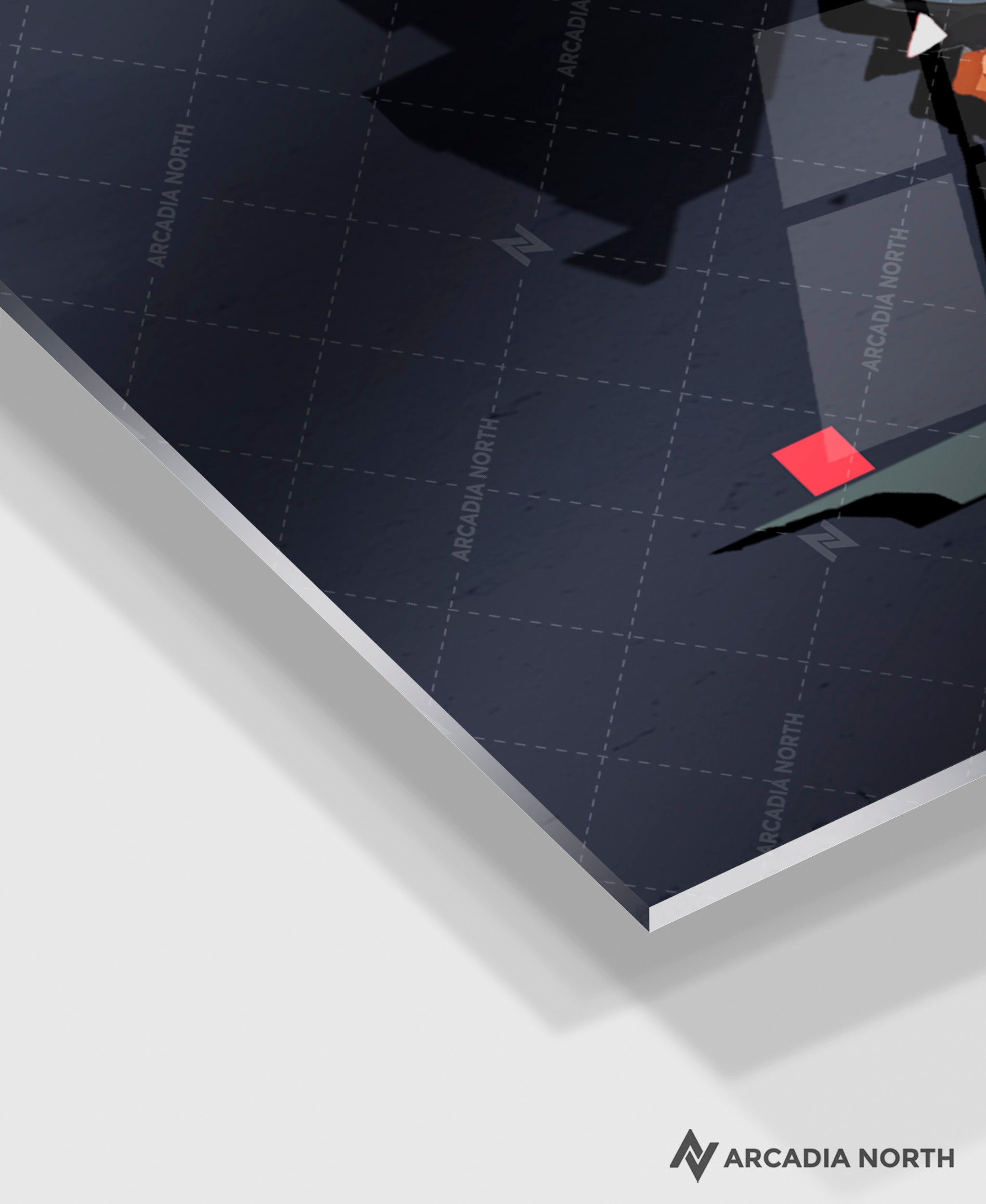 Valorant gaming acrylic poster by Arcadia North. Yoru agent wallpaper on dark/black background. Acrylic wall art printed on acrylic.