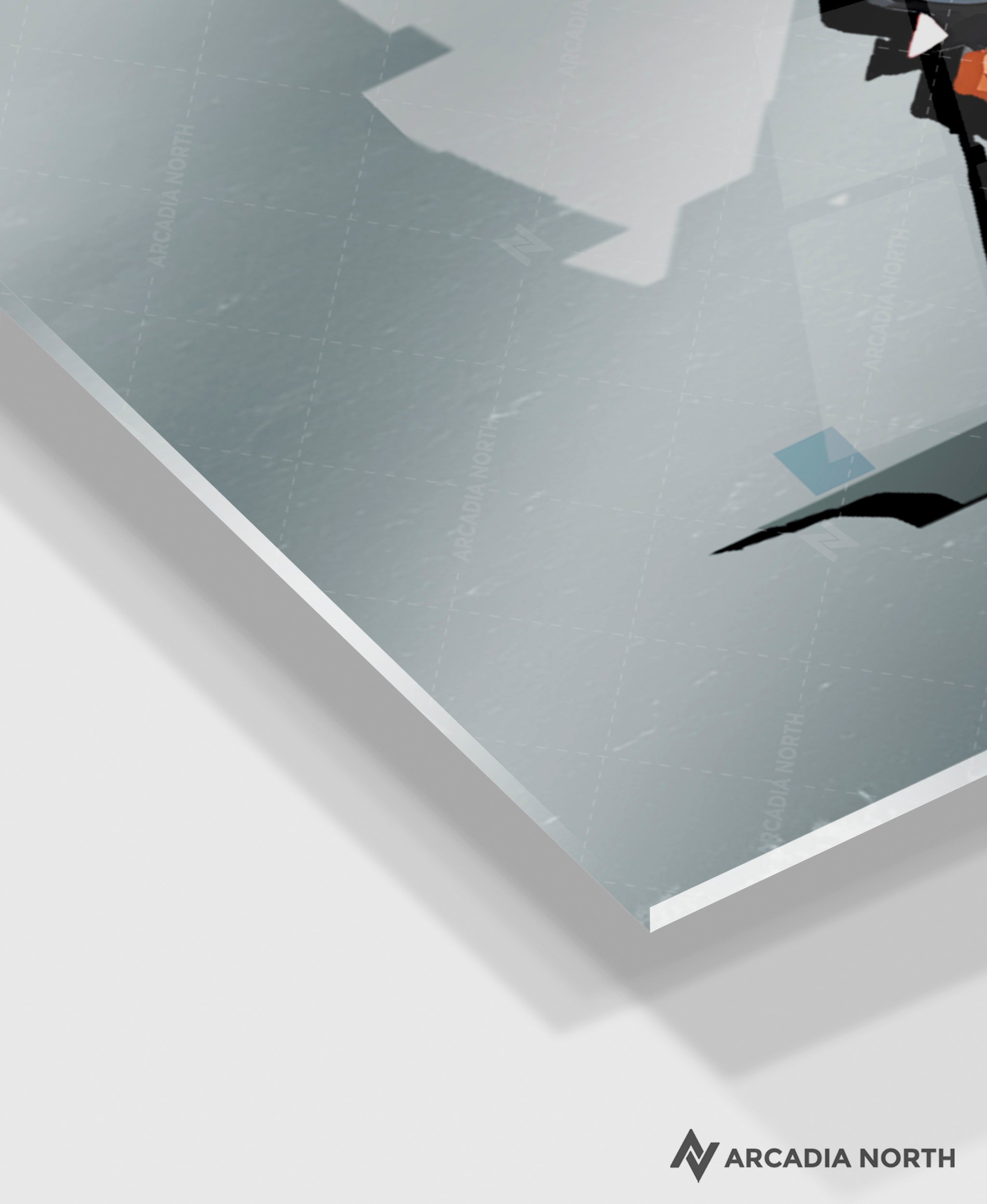 Valorant gaming acrylic poster by Arcadia North. Yoru agent wallpaper on light/white background. Acrylic wall art printed on acrylic.