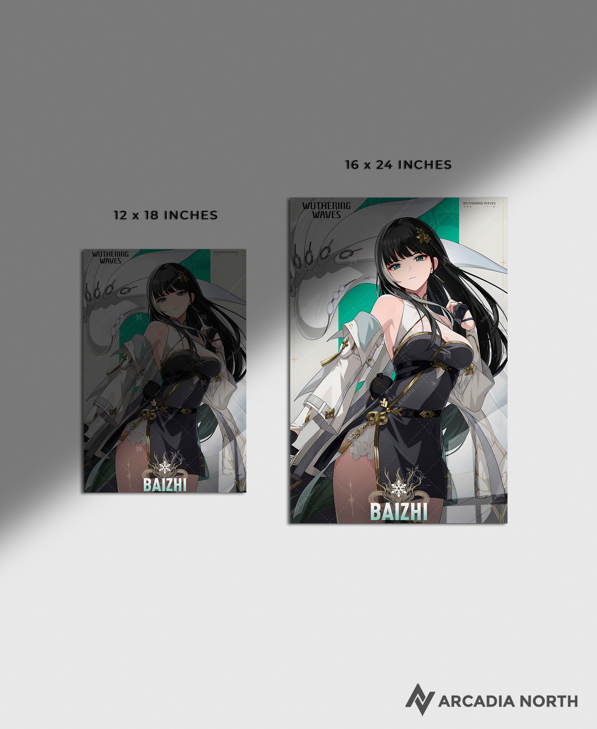 Wuthering Waves WuWa gaming acrylic poster by Arcadia North. Baizhi Character Card. Acrylic wall art printed on acrylic.