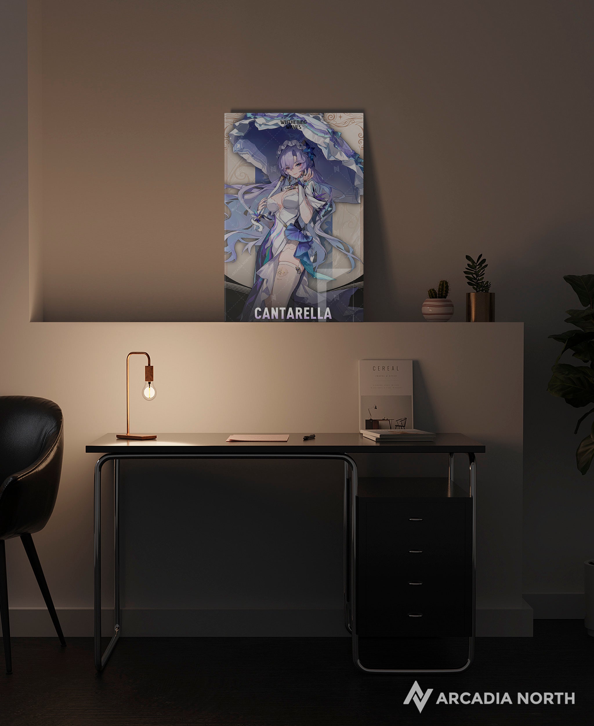 Wuthering Waves WuWa gaming acrylic poster by Arcadia North. Cantarella Character Card. Acrylic wall art printed on acrylic.