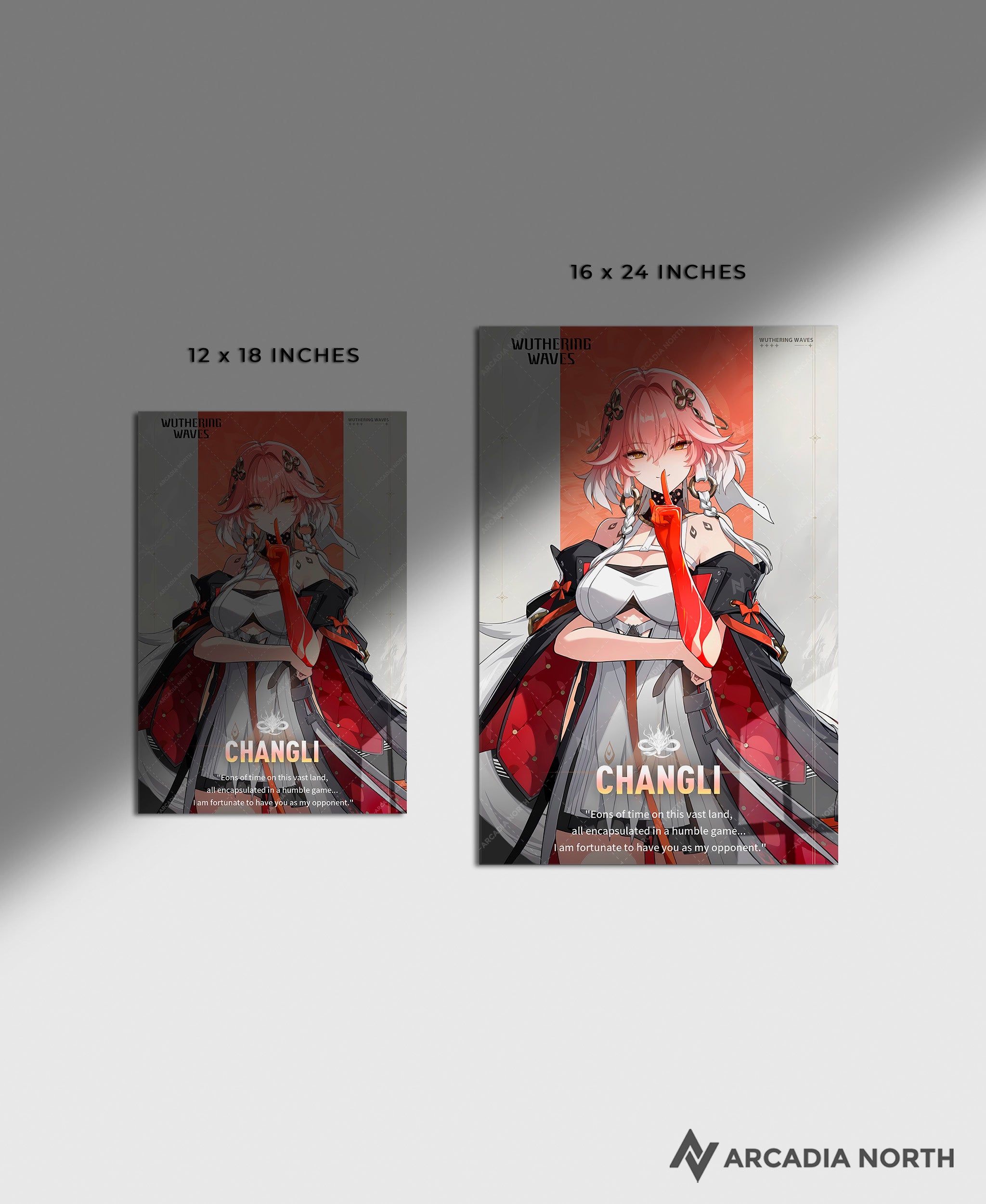 Wuthering Waves WuWa gaming acrylic poster by Arcadia North. Changli Character Card. Acrylic wall art printed on acrylic.