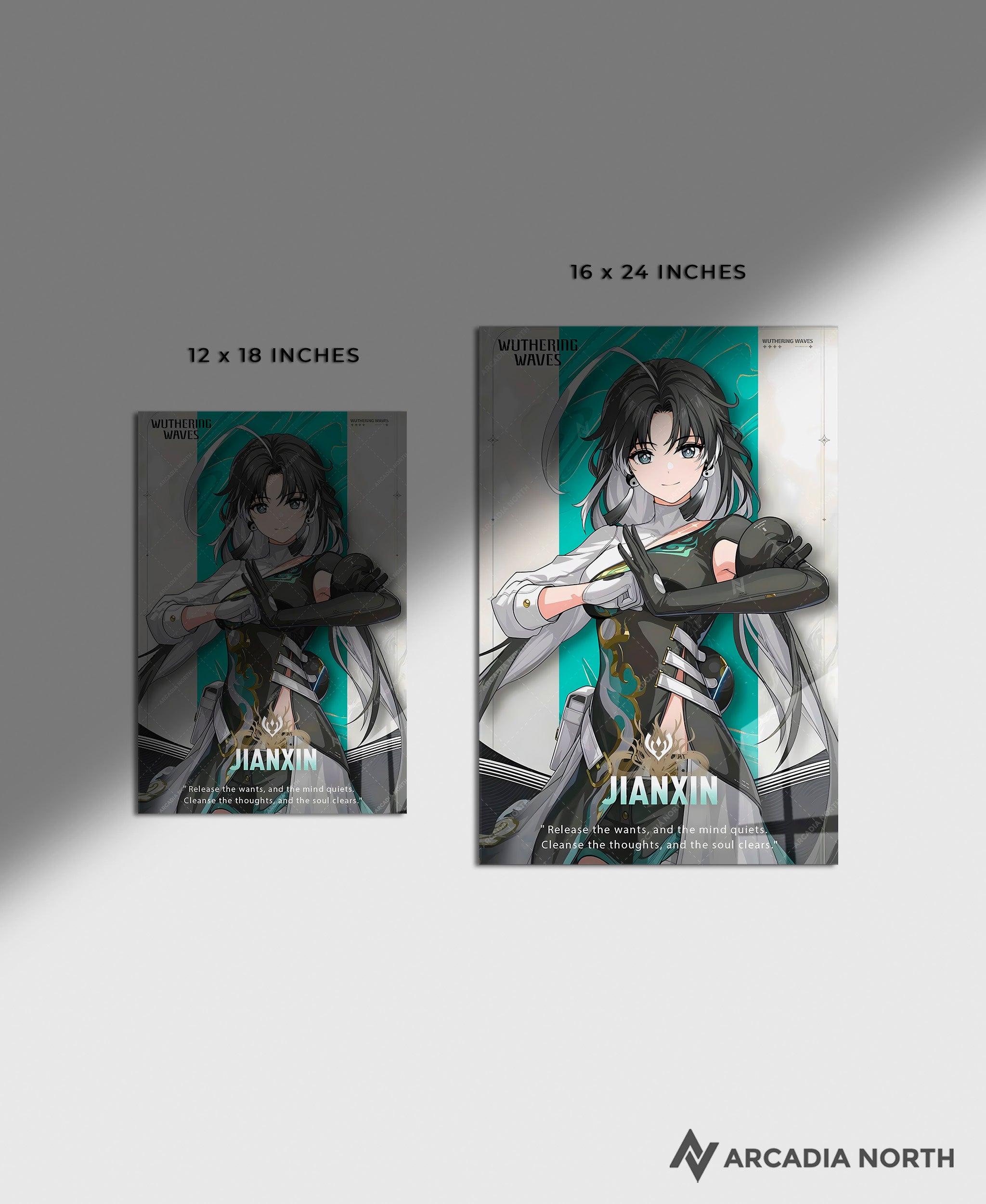 Wuthering Waves WuWa gaming acrylic poster by Arcadia North. Jianxin Character Card. Acrylic wall art printed on acrylic.