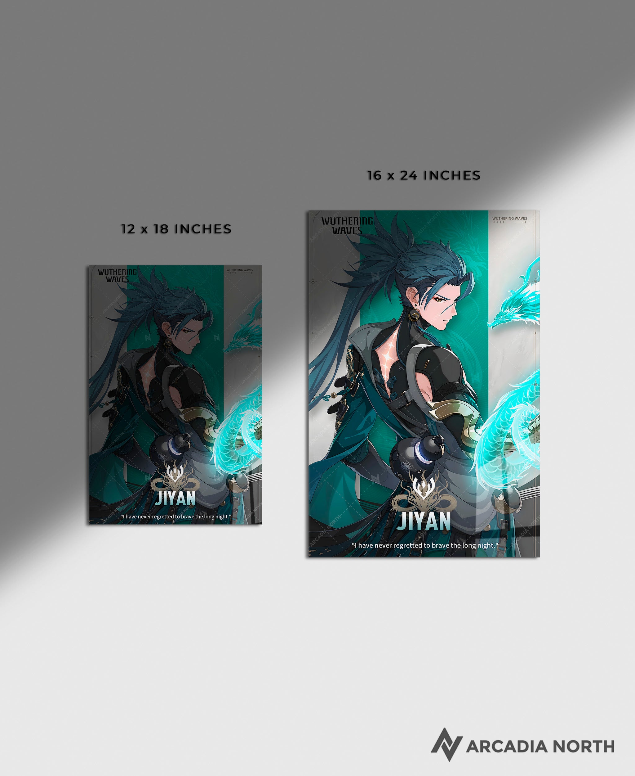 Wuthering Waves WuWa gaming acrylic poster by Arcadia North. Jiyan Character Card. Acrylic wall art printed on acrylic.