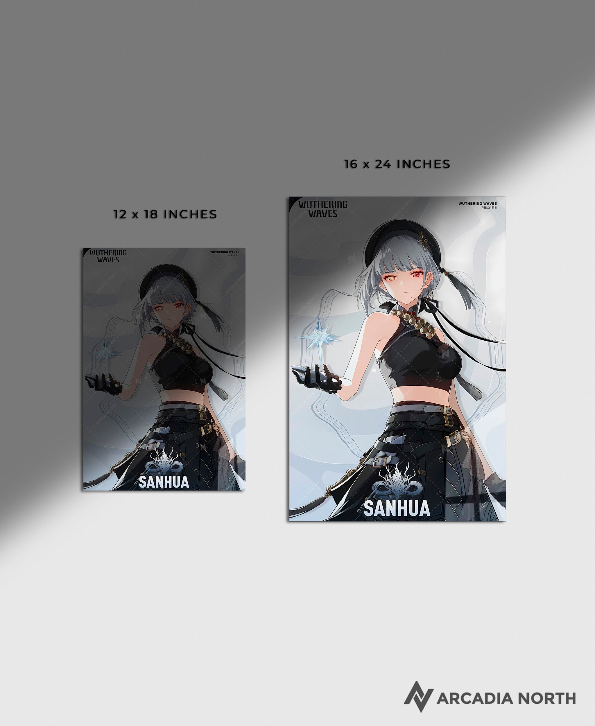 Wuthering Waves WuWa gaming acrylic poster by Arcadia North. Sanhua Character Card. Acrylic wall art printed on acrylic.
