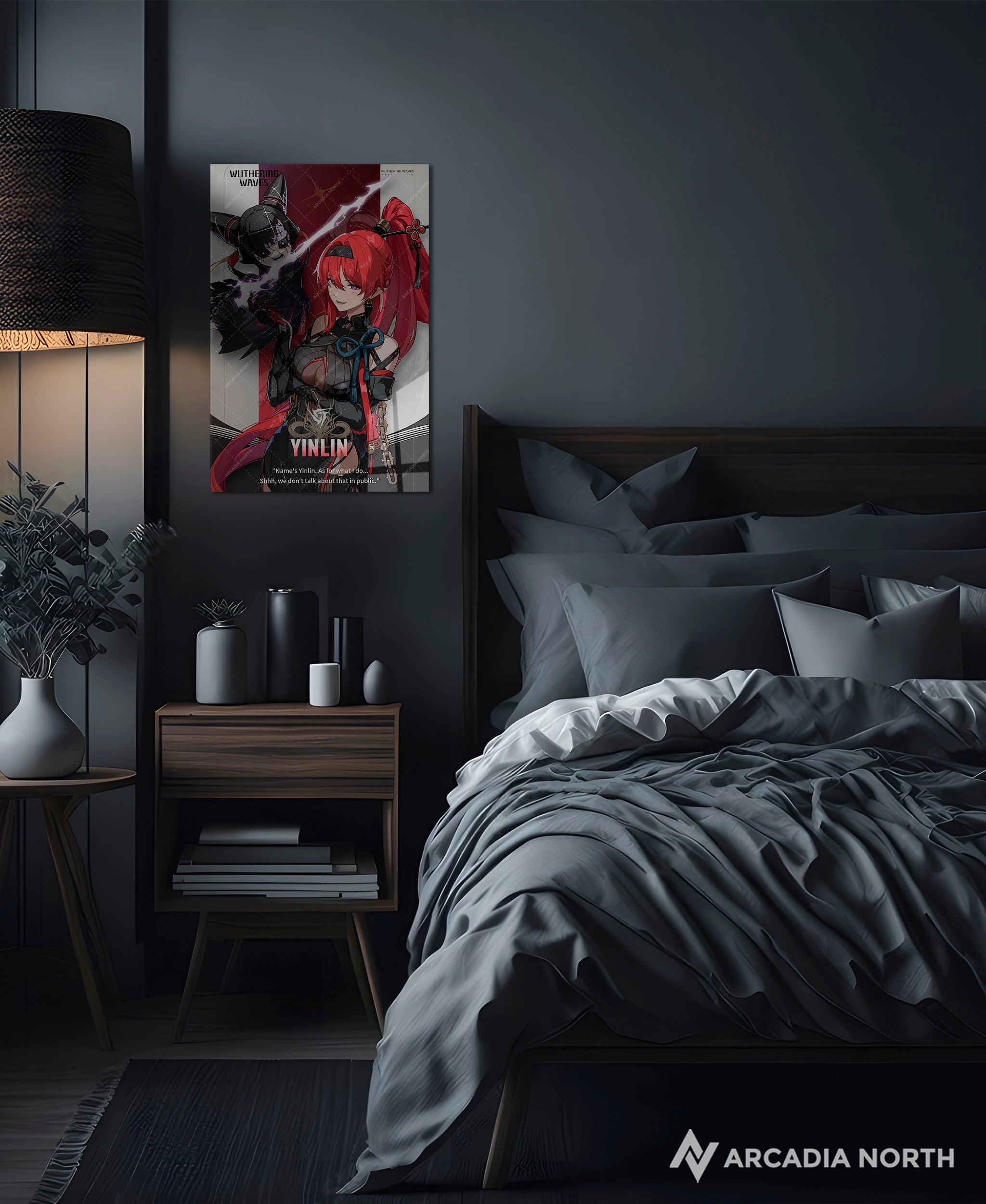 Wuthering Waves WuWa gaming acrylic poster by Arcadia North. Yinlin Character Card. Acrylic wall art printed on acrylic.