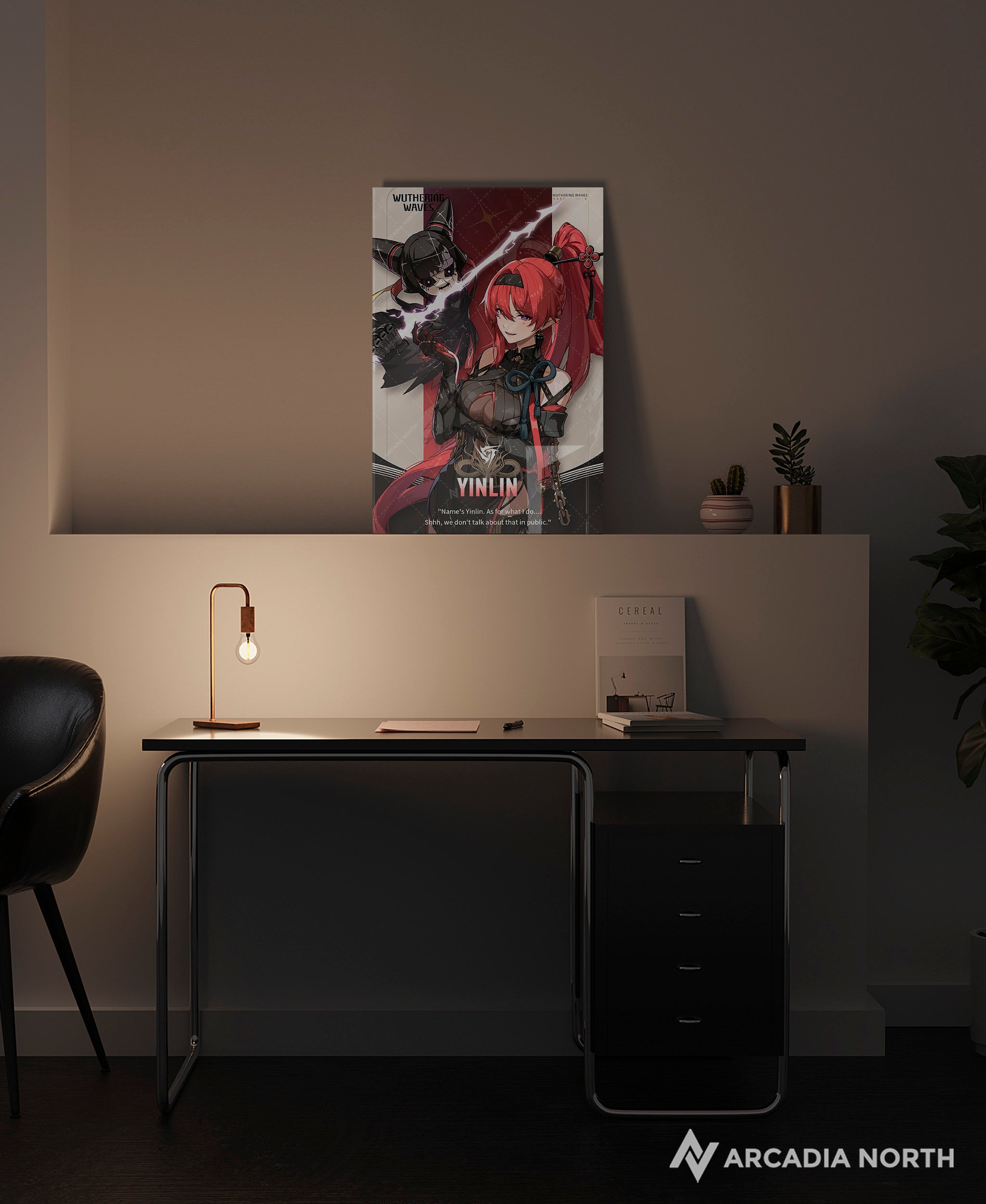 Wuthering Waves WuWa gaming acrylic poster by Arcadia North. Yinlin Character Card. Acrylic wall art printed on acrylic.