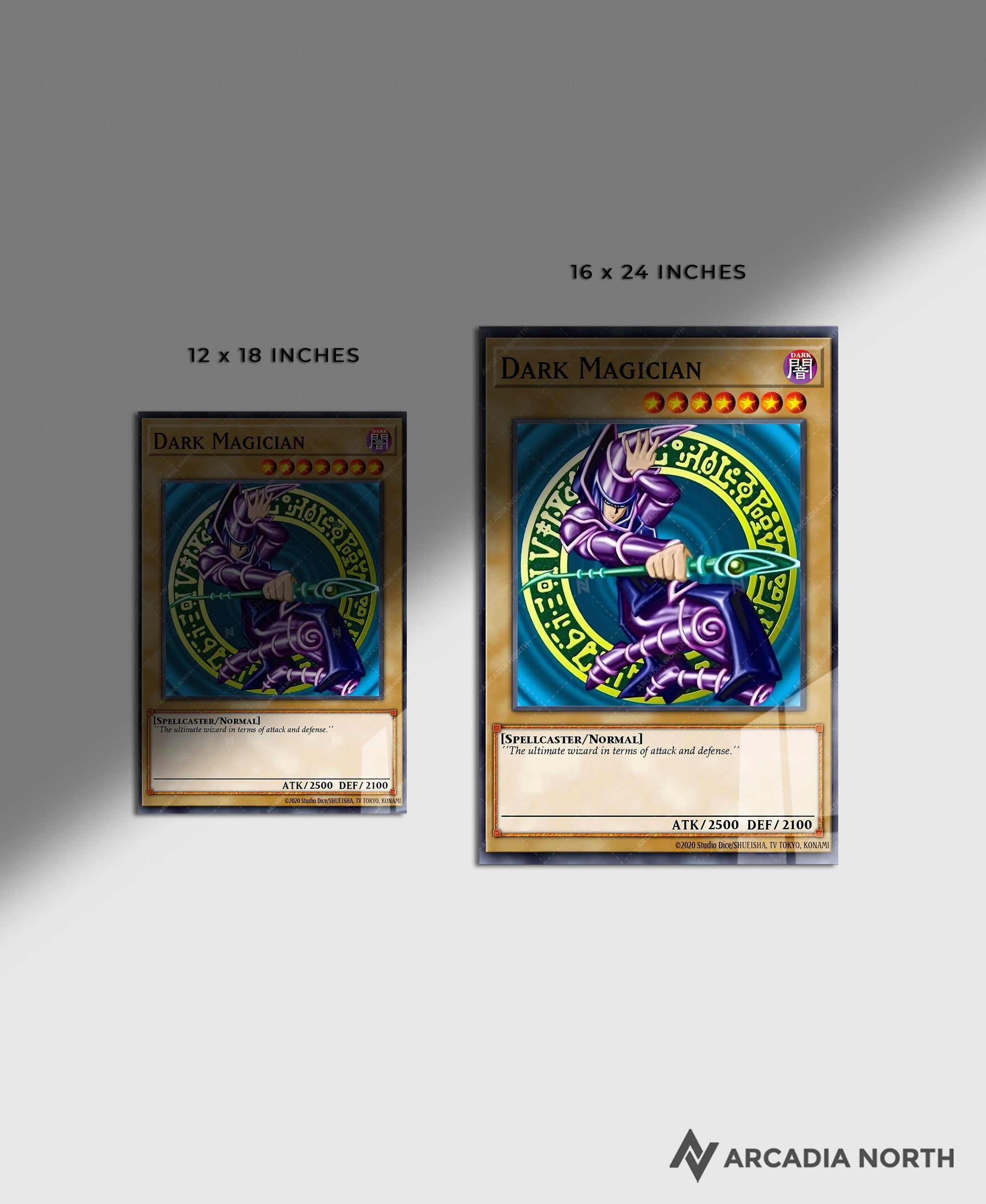 Yu-Gi-Oh! Dark Magician card anime acrylic poster by Arcadia North. Acrylic wall art printed on acrylic.