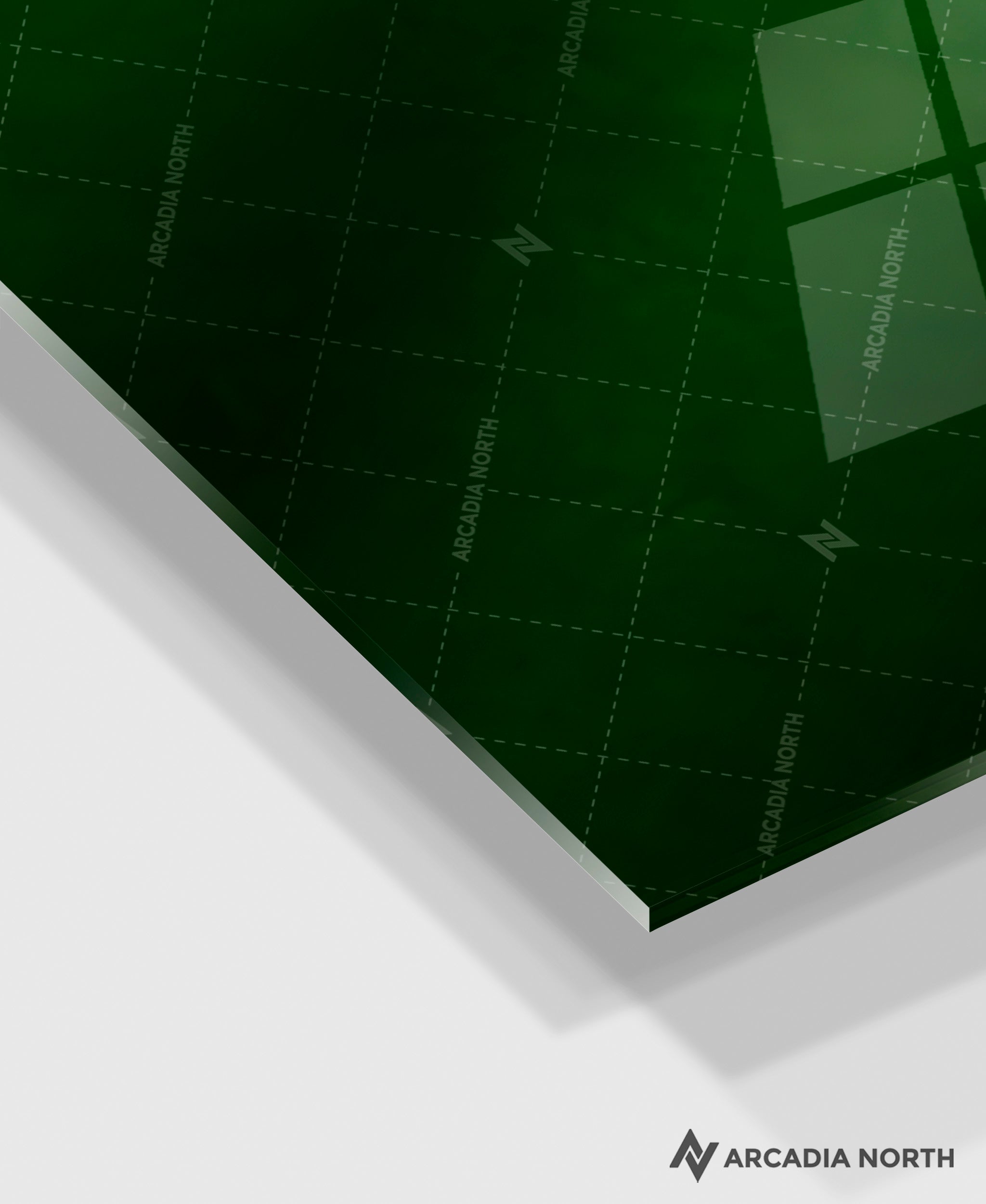 Nintendo The Legend of Zelda gaming acrylic poster by Arcadia North. Triforce Royal Crest Wingcrest on a green background. Backlight acrylic wall art.