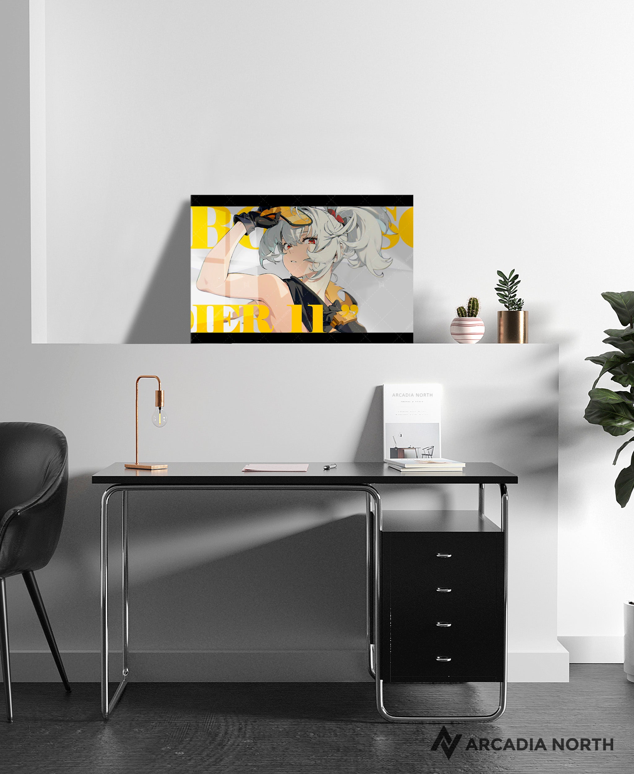 Hoyoverse Zenless Zone Zero ZZZ gaming acrylic poster by Arcadia North. Soldier 11 M6 Mindscape Cinema artwork. Acrylic wall art printed on acrylic.