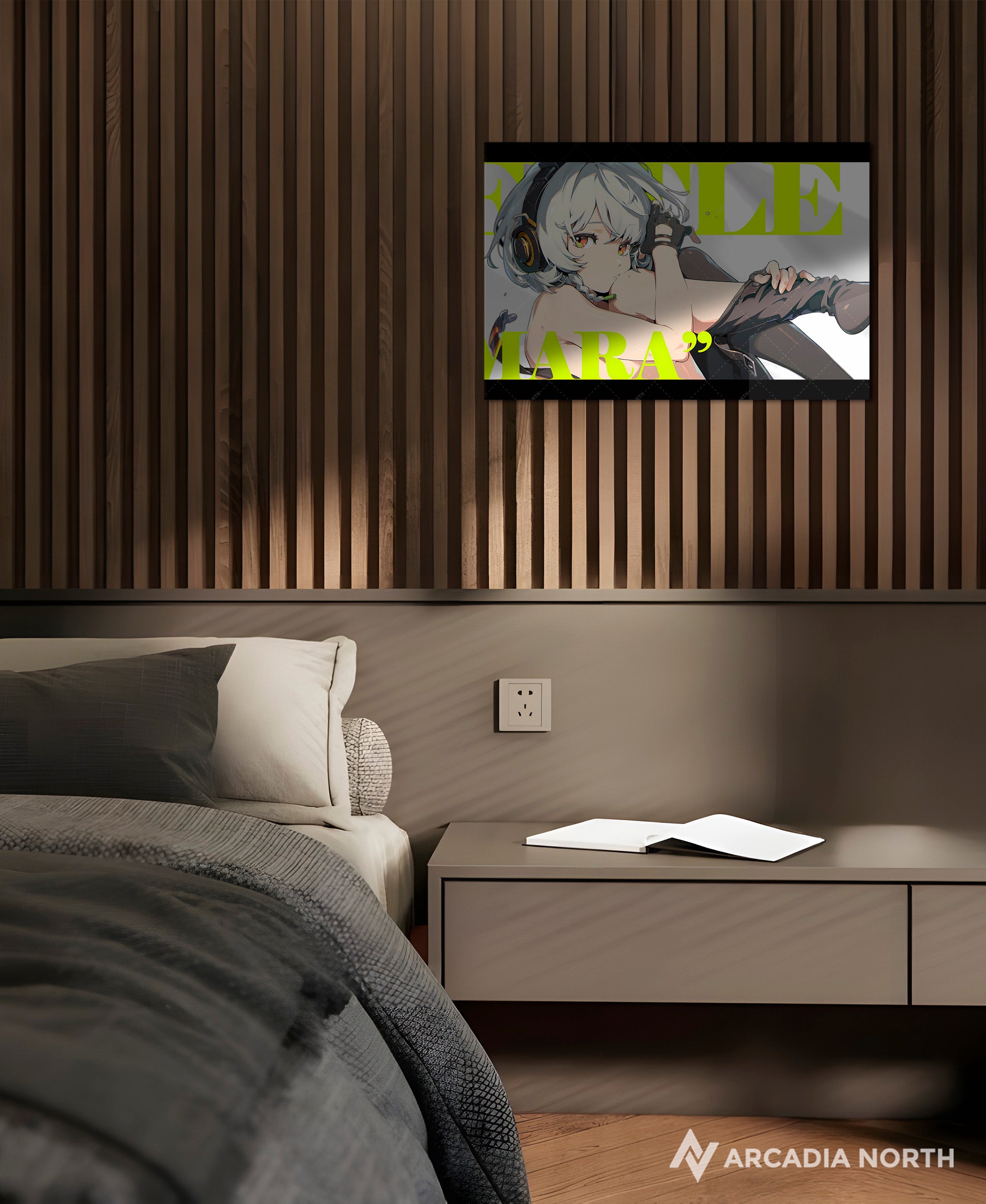 Hoyoverse Zenless Zone Zero ZZZ gaming acrylic poster by Arcadia North. Anby M6 Mindscape Cinema artwork. Acrylic wall art printed on acrylic.