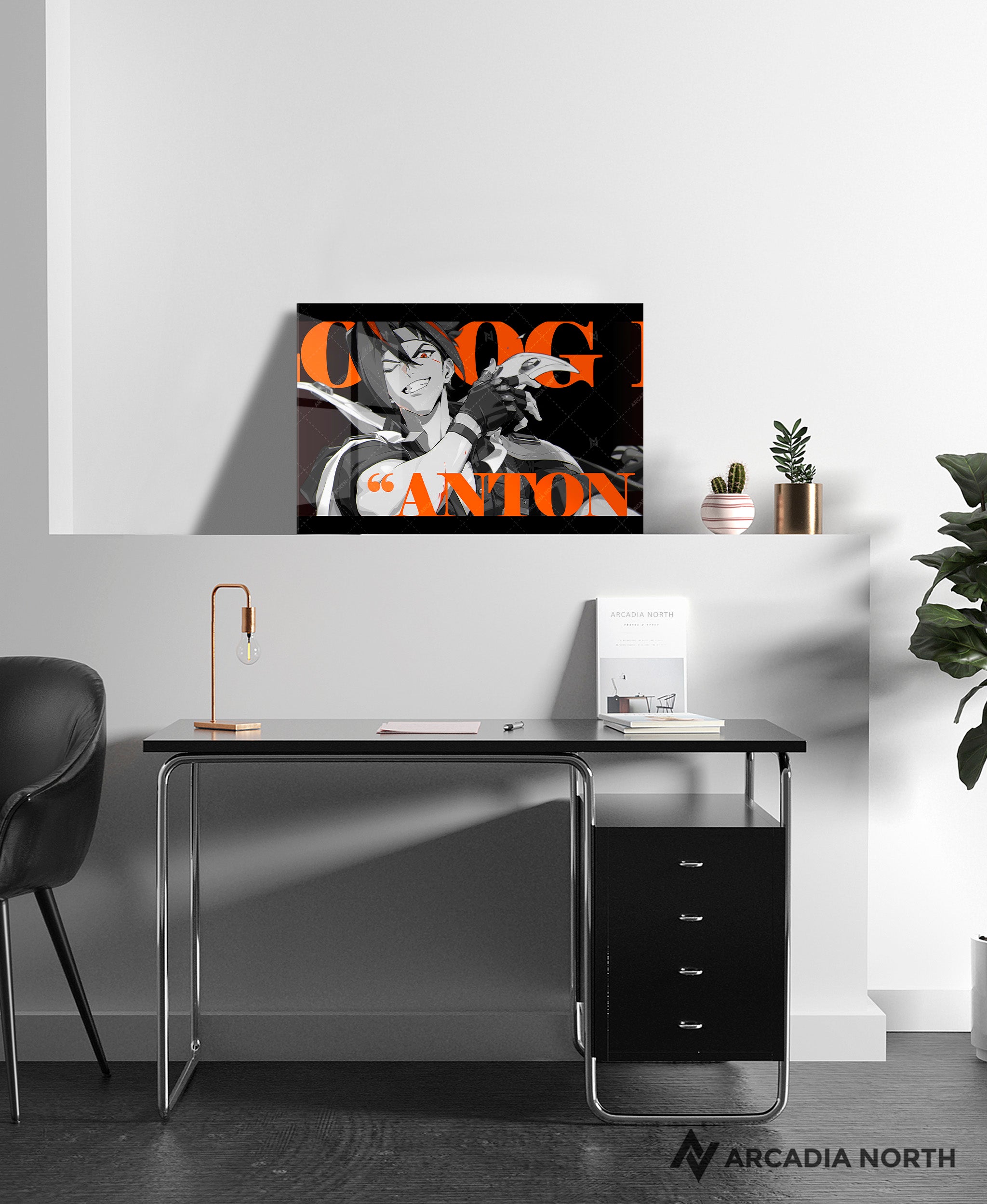 Hoyoverse Zenless Zone Zero ZZZ gaming acrylic poster by Arcadia North. Anton M3 Mindscape Cinema artwork. Acrylic wall art printed on acrylic.