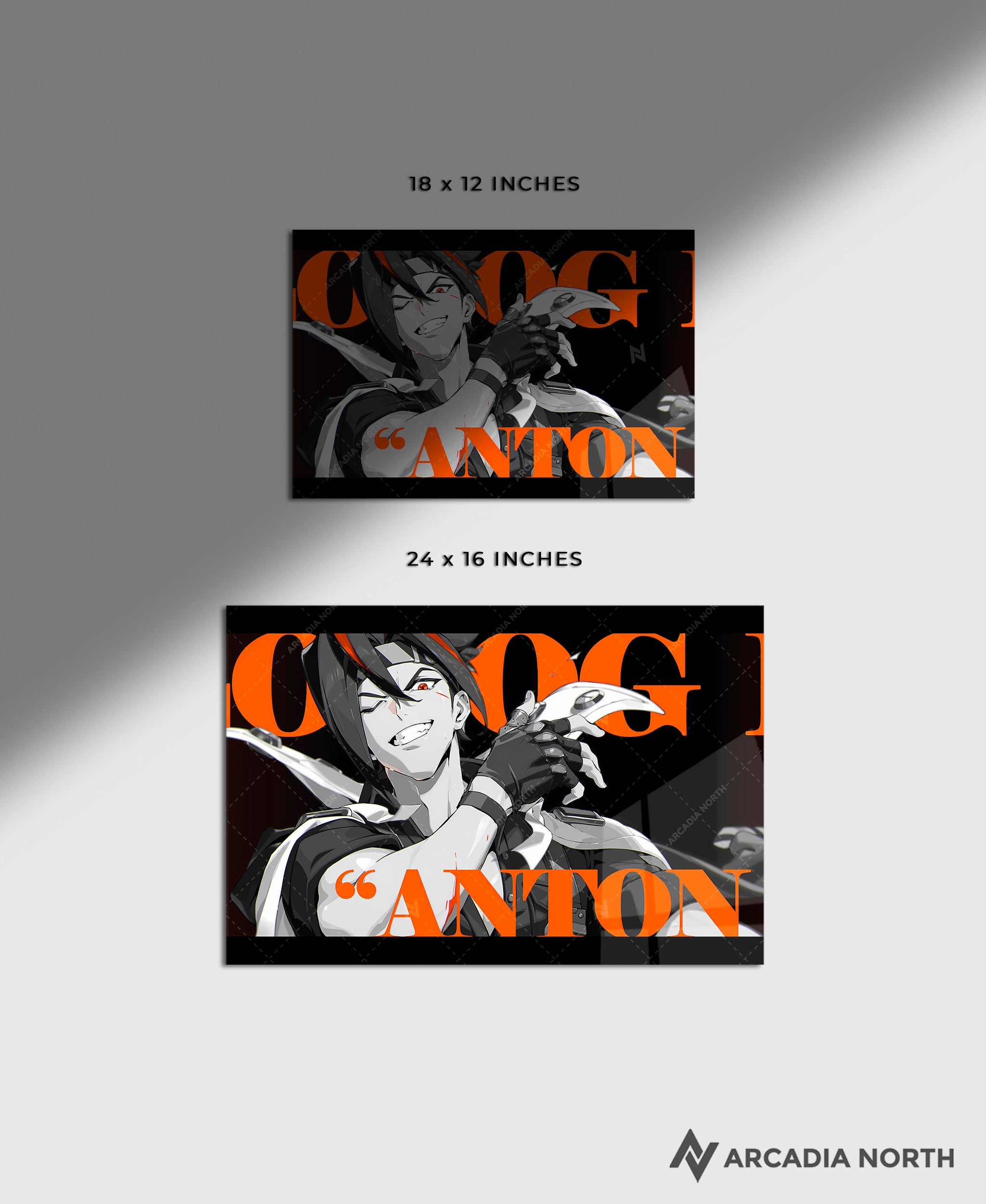 Hoyoverse Zenless Zone Zero ZZZ gaming acrylic poster by Arcadia North. Anton M3 Mindscape Cinema artwork. Acrylic wall art printed on acrylic.