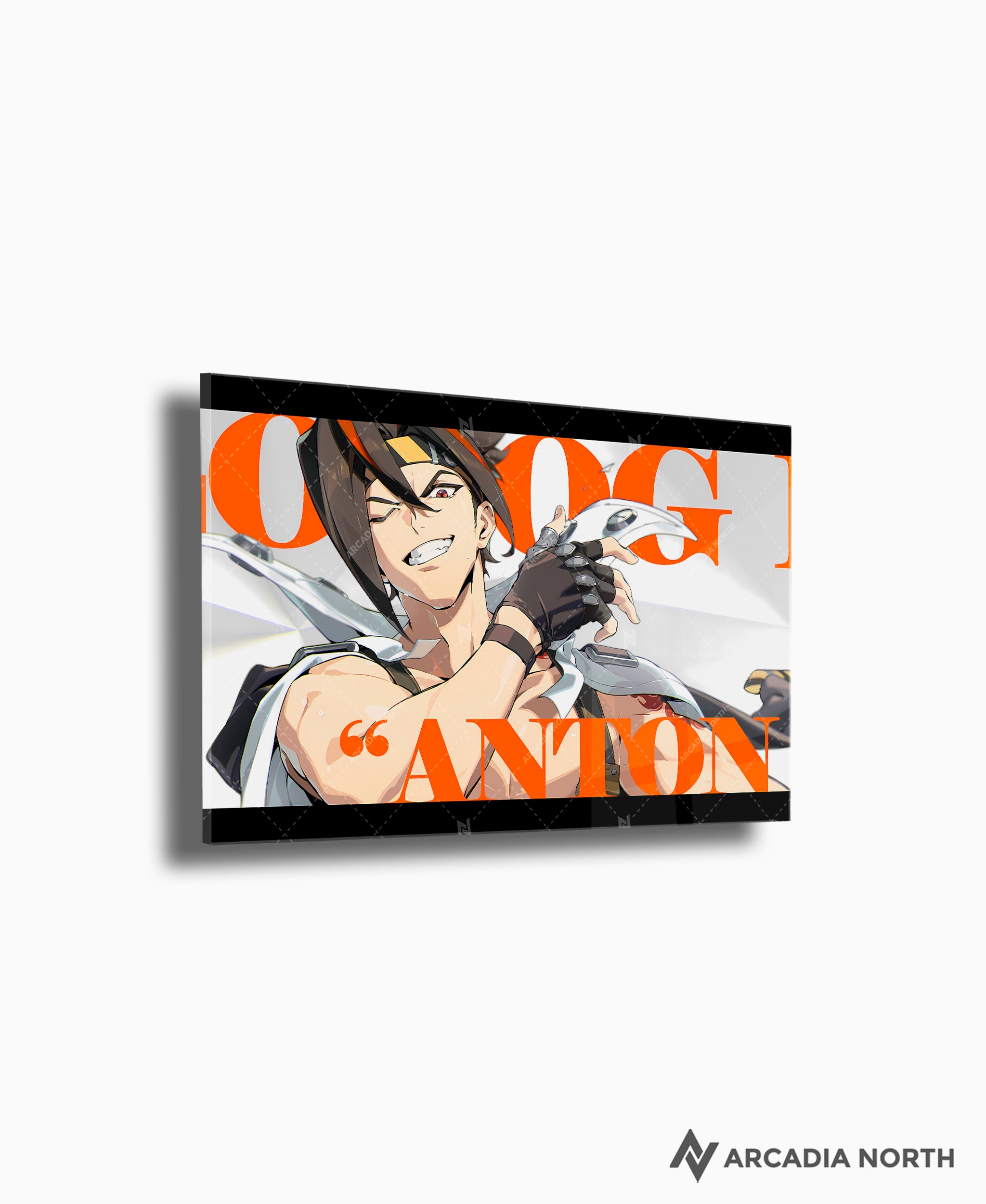 Hoyoverse Zenless Zone Zero ZZZ gaming acrylic poster by Arcadia North. Anton M6 Mindscape Cinema artwork. Acrylic wall art printed on acrylic.