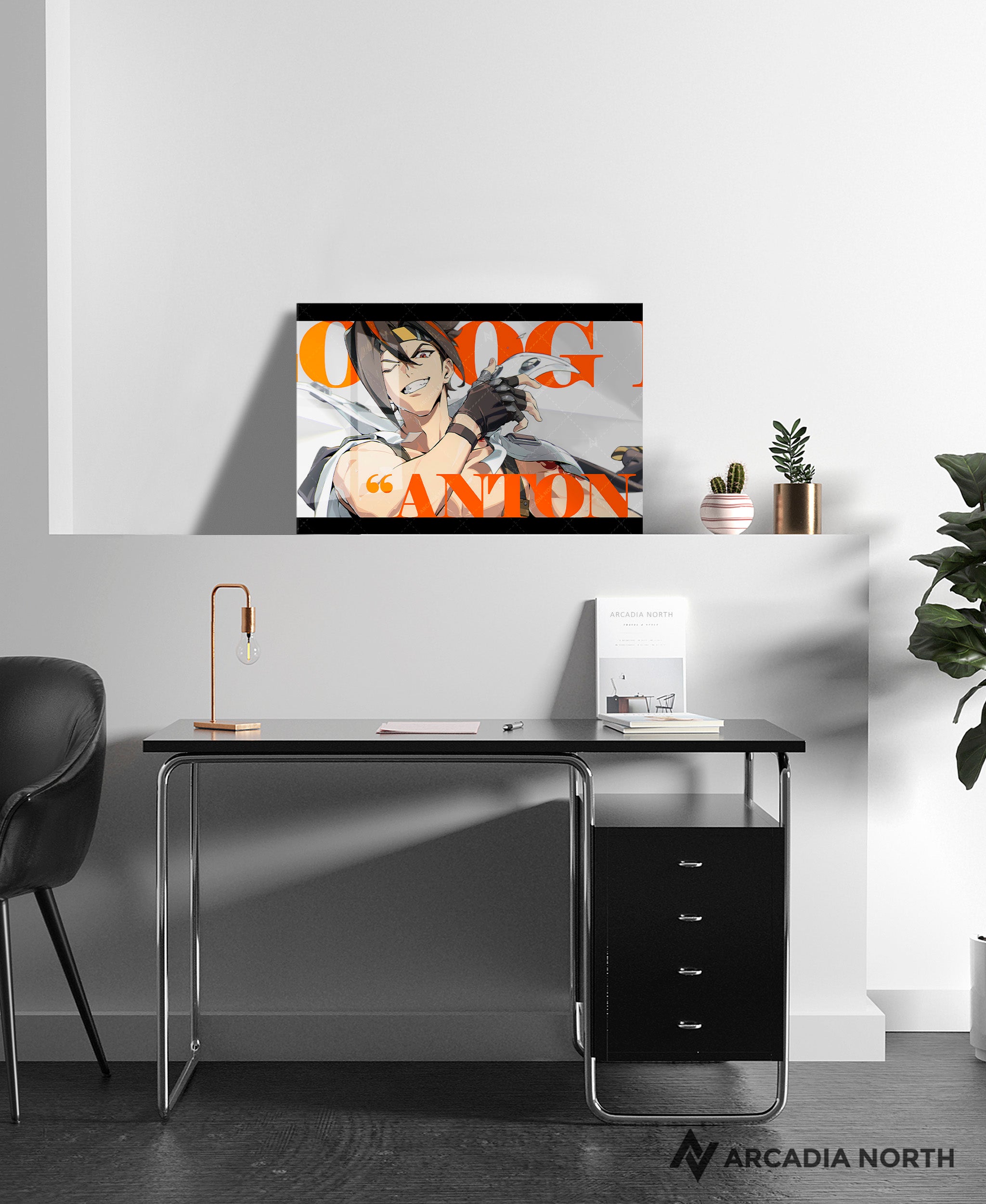 Hoyoverse Zenless Zone Zero ZZZ gaming acrylic poster by Arcadia North. Anton M6 Mindscape Cinema artwork. Acrylic wall art printed on acrylic.