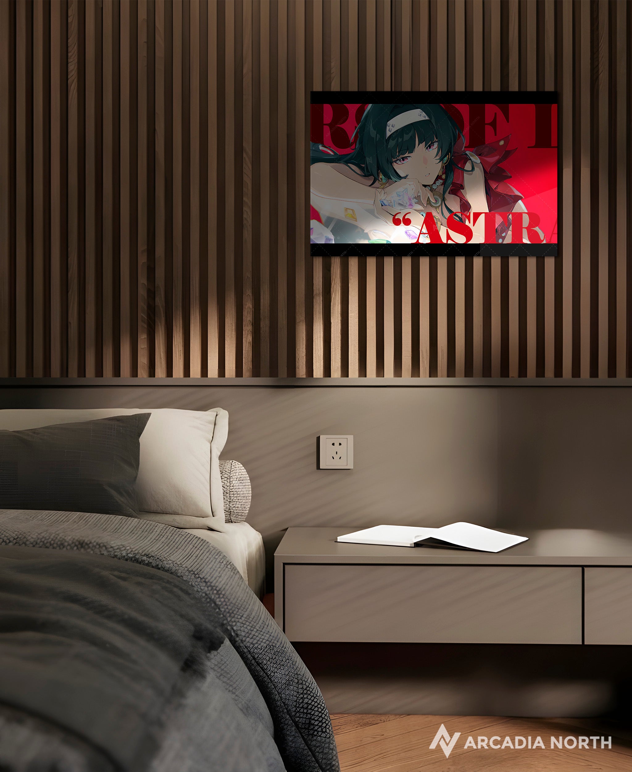 Hoyoverse Zenless Zone Zero ZZZ gaming acrylic poster by Arcadia North. Astra Yao M6 Mindscape Cinema artwork. Acrylic wall art printed on acrylic.