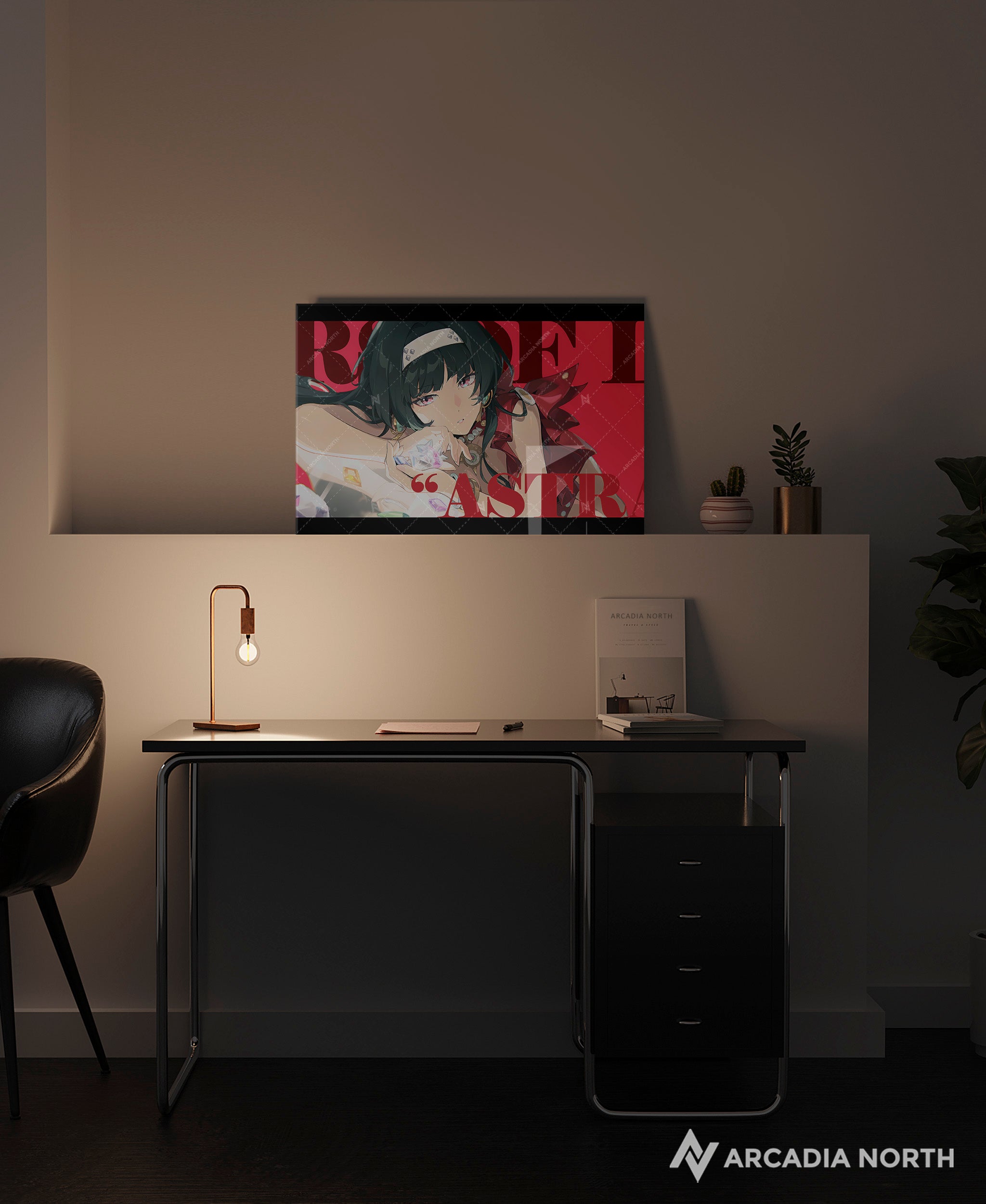 Hoyoverse Zenless Zone Zero ZZZ gaming acrylic poster by Arcadia North. Astra Yao M6 Mindscape Cinema artwork. Acrylic wall art printed on acrylic.