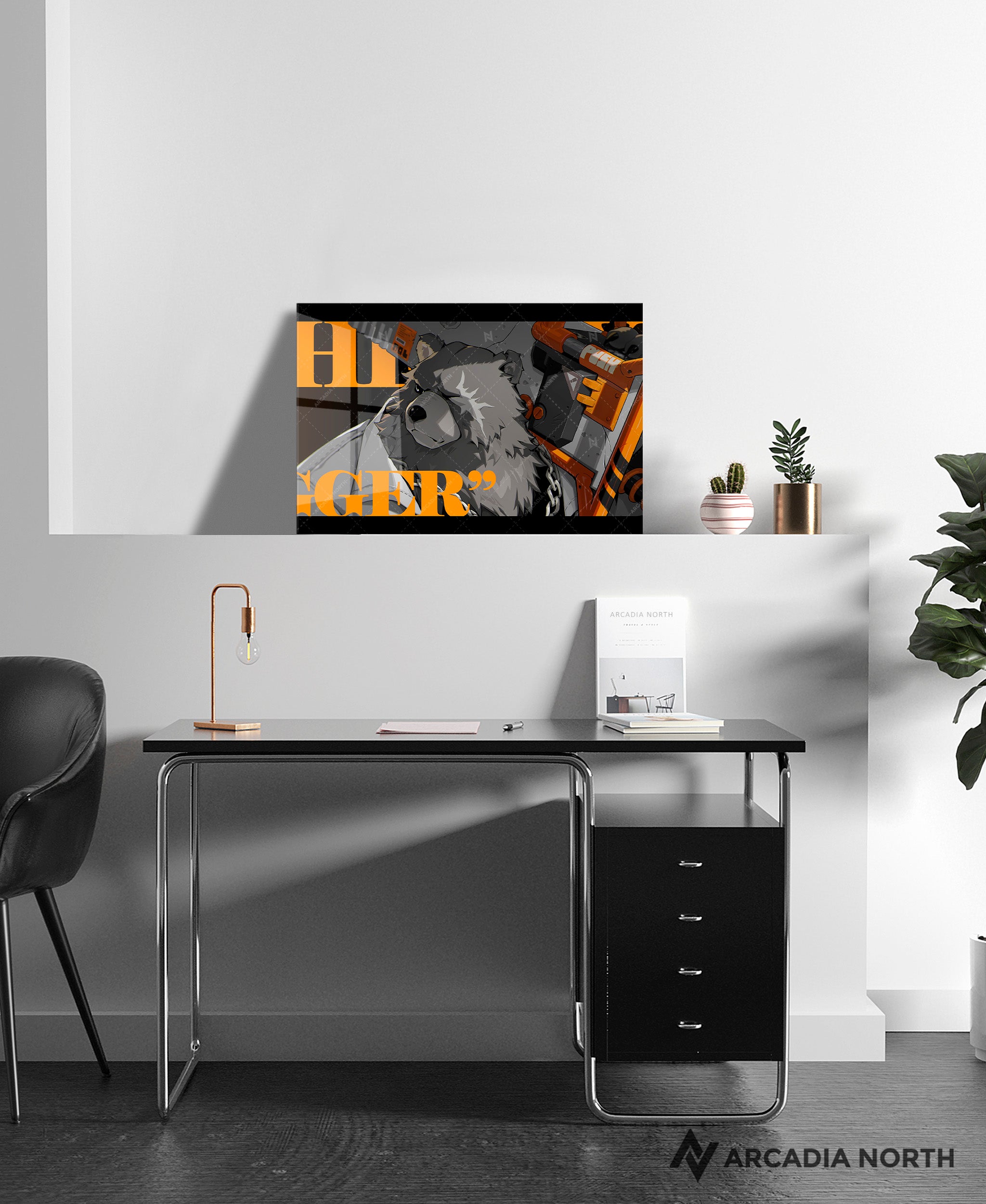 Hoyoverse Zenless Zone Zero ZZZ gaming acrylic poster by Arcadia North. Ben M3 Mindscape Cinema artwork. Acrylic wall art printed on acrylic.