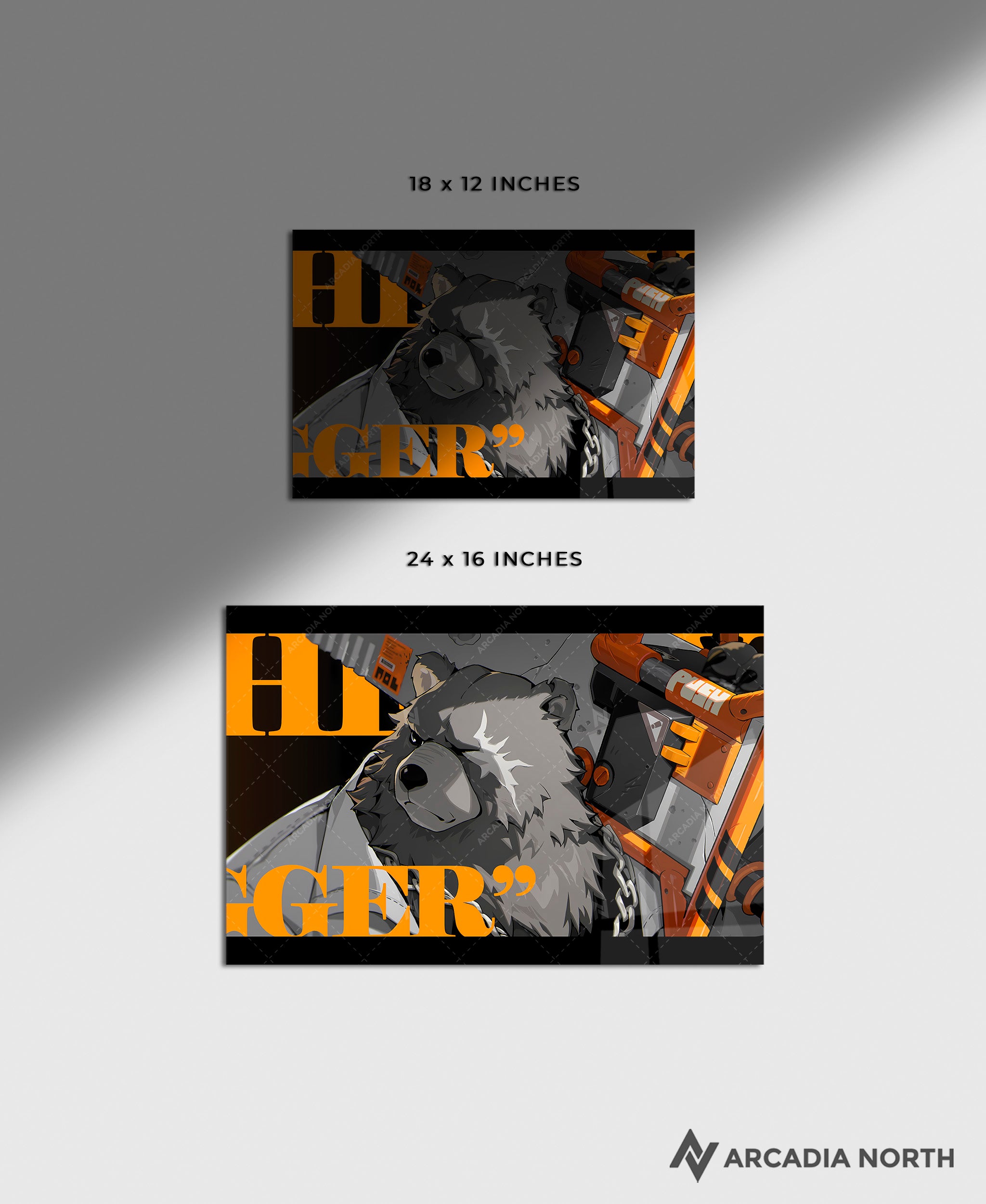 Hoyoverse Zenless Zone Zero ZZZ gaming acrylic poster by Arcadia North. Ben M3 Mindscape Cinema artwork. Acrylic wall art printed on acrylic.