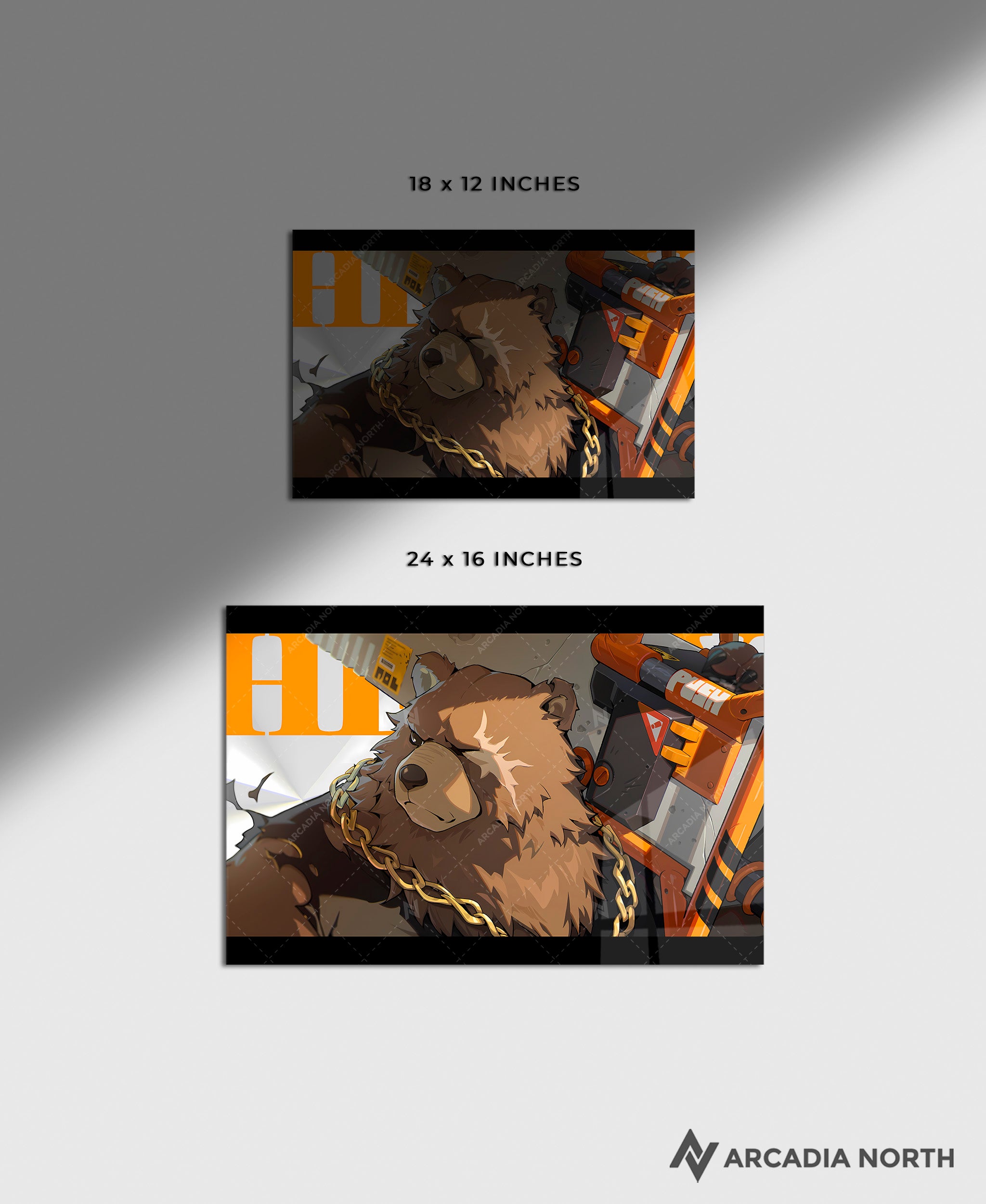 Hoyoverse Zenless Zone Zero ZZZ gaming acrylic poster by Arcadia North. Ben M6 Mindscape Cinema artwork. Acrylic wall art printed on acrylic.