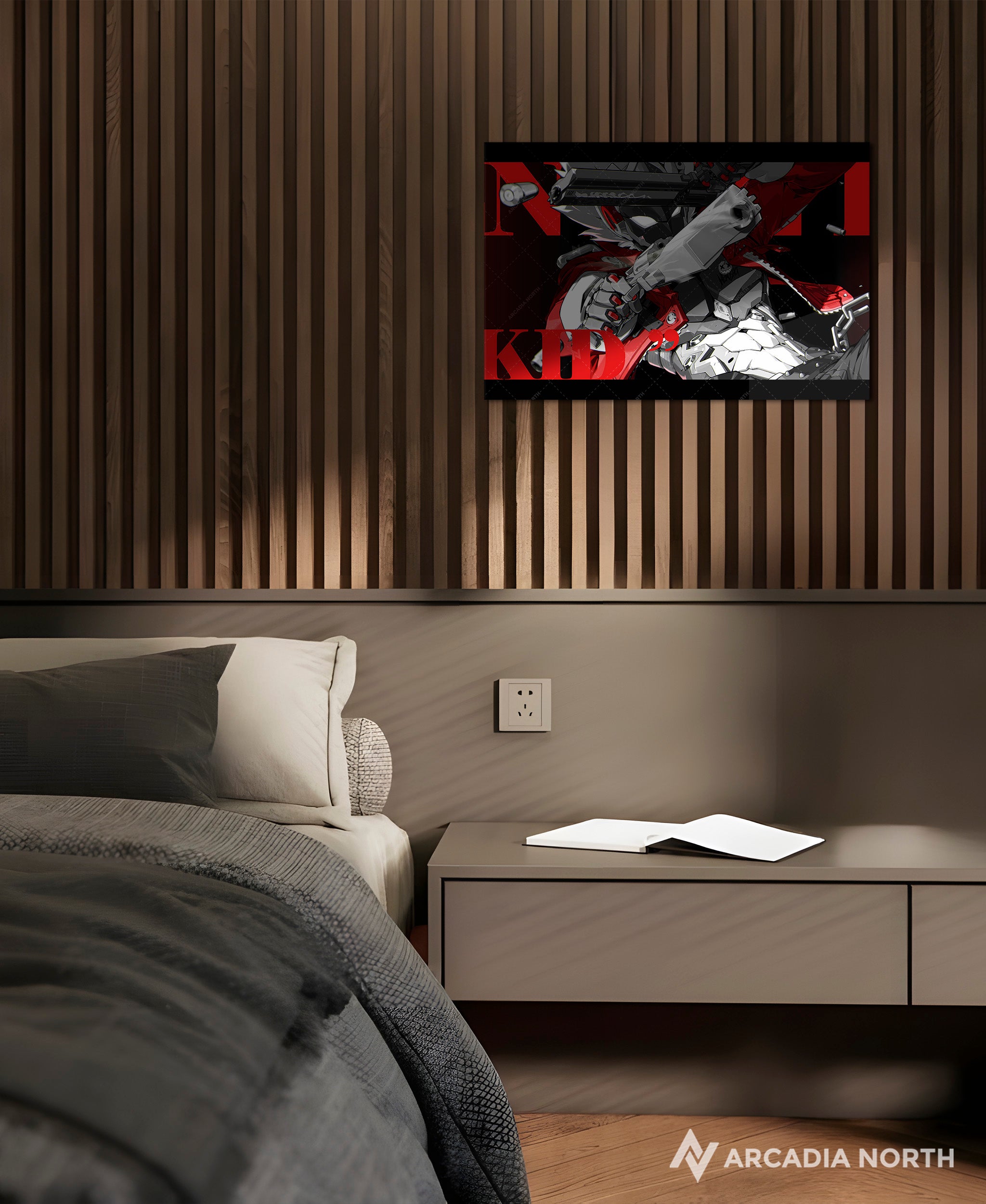 Hoyoverse Zenless Zone Zero ZZZ gaming acrylic poster by Arcadia North. Billy M3 Mindscape Cinema artwork. Acrylic wall art printed on acrylic.