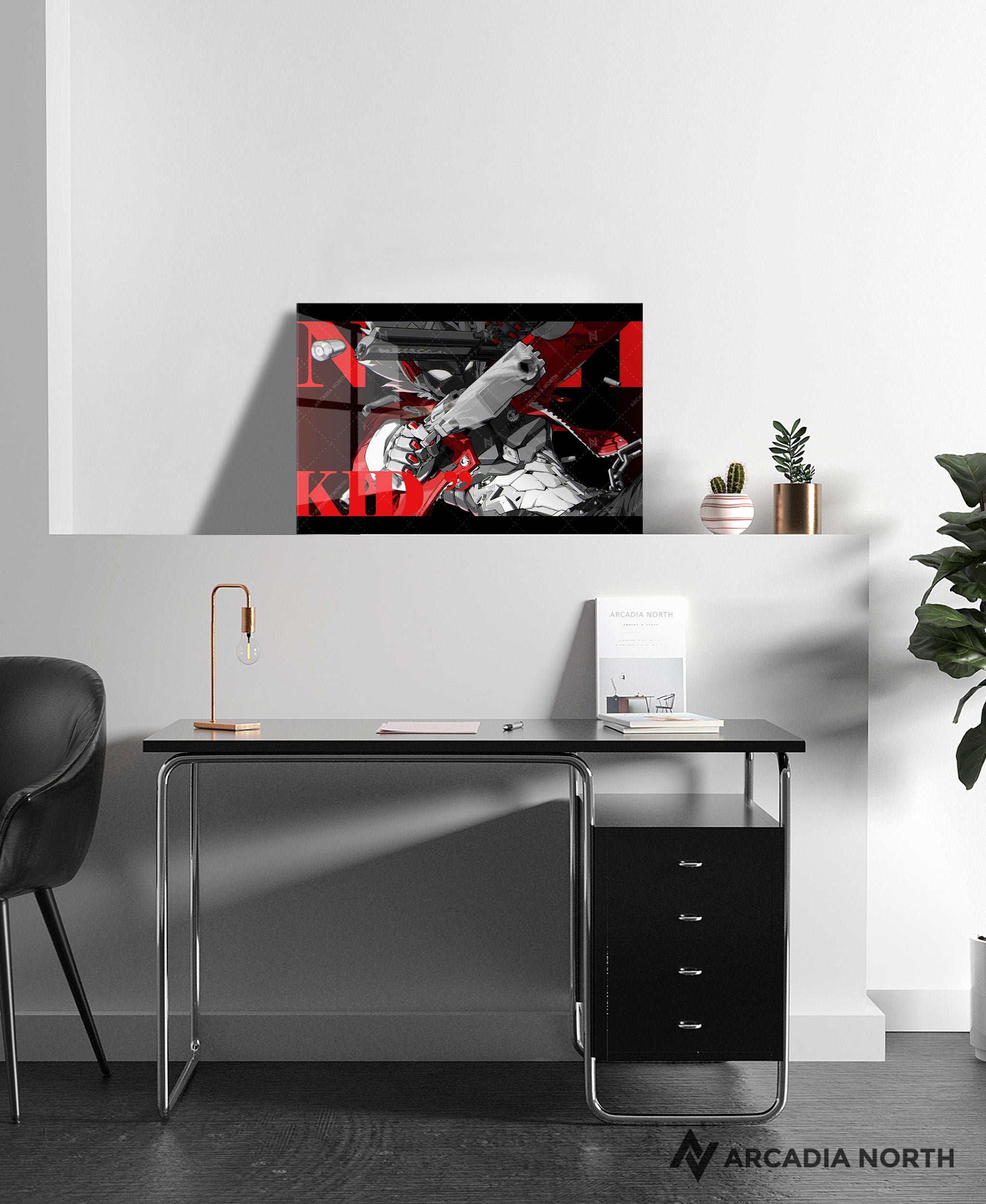 Hoyoverse Zenless Zone Zero ZZZ gaming acrylic poster by Arcadia North. Billy M3 Mindscape Cinema artwork. Acrylic wall art printed on acrylic.