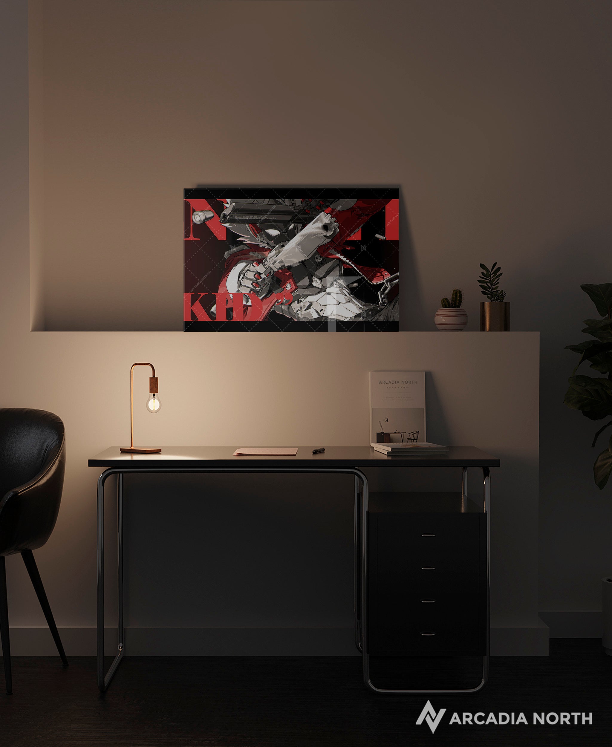 Hoyoverse Zenless Zone Zero ZZZ gaming acrylic poster by Arcadia North. Billy M3 Mindscape Cinema artwork. Acrylic wall art printed on acrylic.