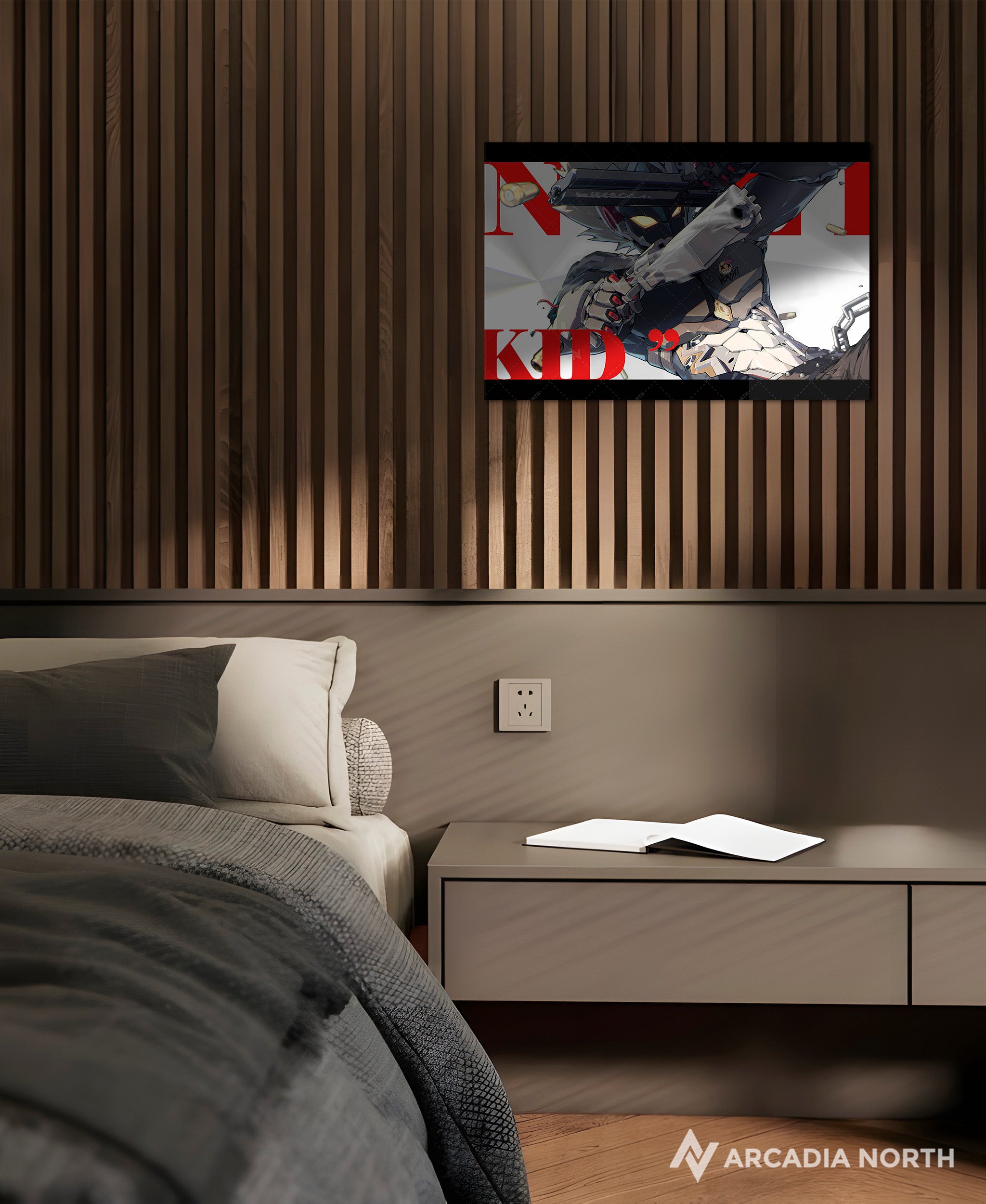 Hoyoverse Zenless Zone Zero ZZZ gaming acrylic poster by Arcadia North. Billy M6 Mindscape Cinema artwork. Acrylic wall art printed on acrylic.