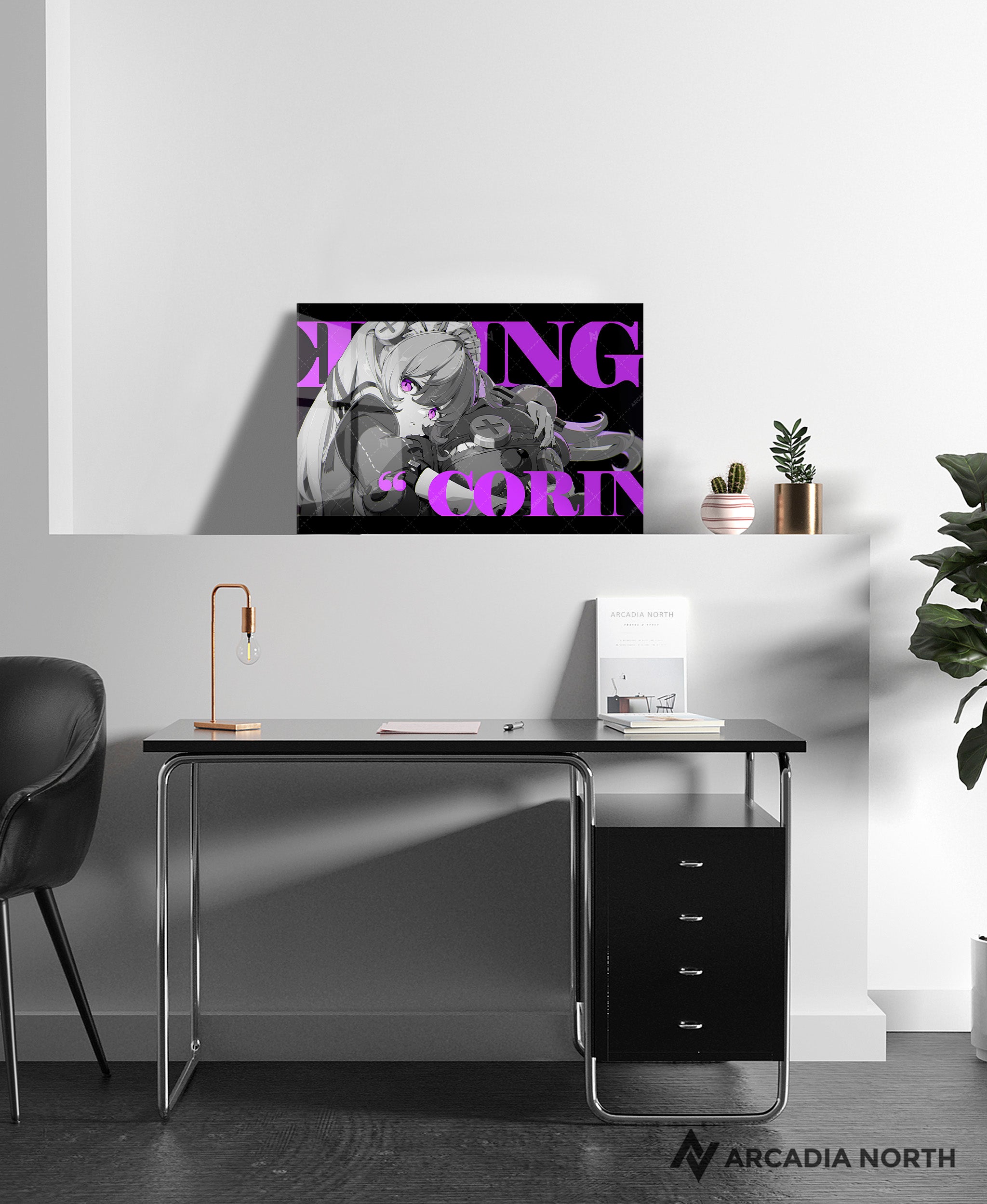 Hoyoverse Zenless Zone Zero ZZZ gaming acrylic poster by Arcadia North. Corin M3 Mindscape Cinema artwork. Acrylic wall art printed on acrylic.