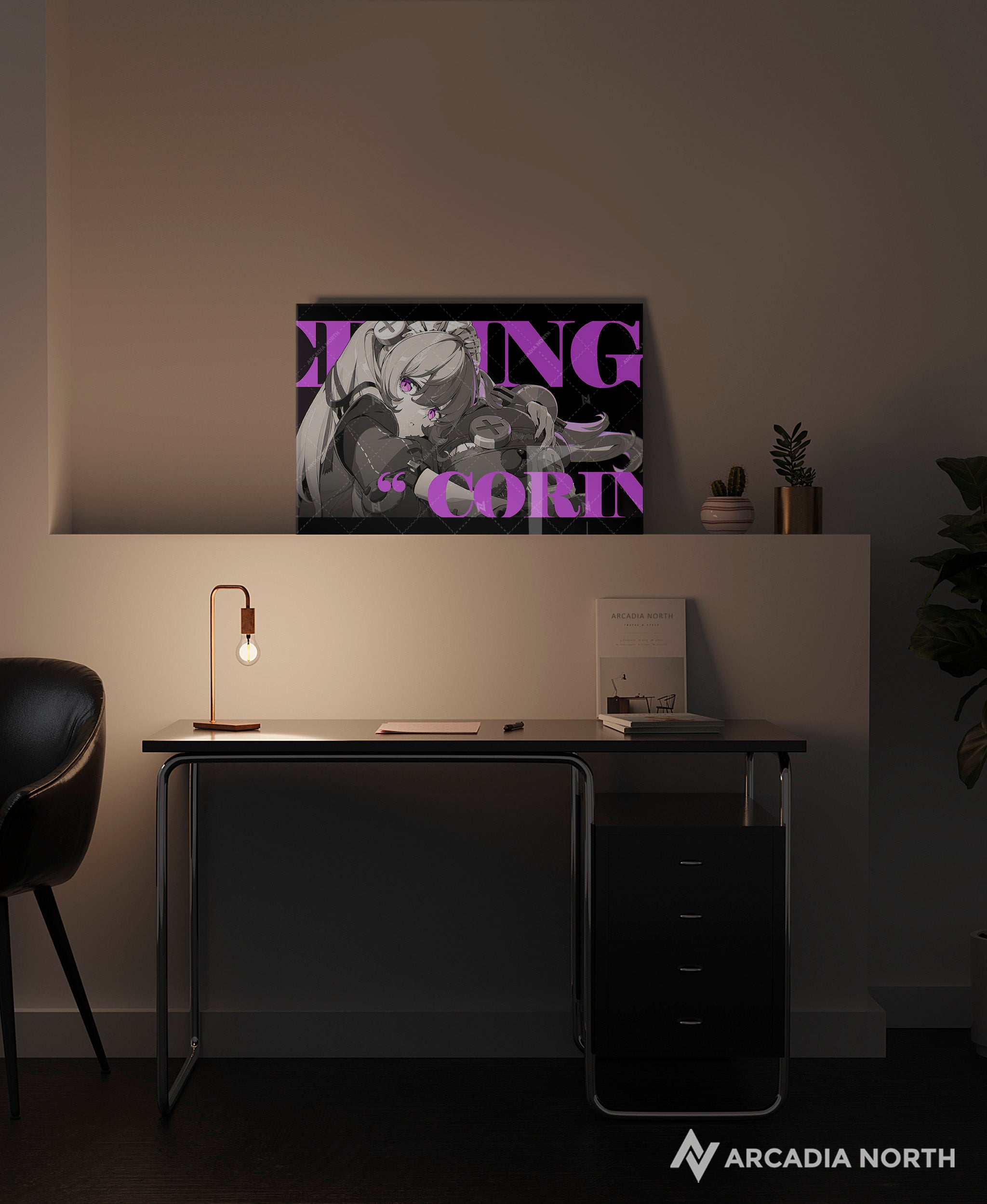 Hoyoverse Zenless Zone Zero ZZZ gaming acrylic poster by Arcadia North. Corin M3 Mindscape Cinema artwork. Acrylic wall art printed on acrylic.