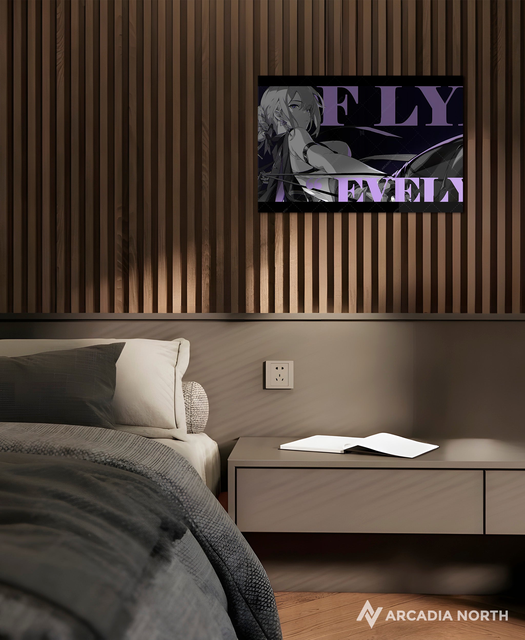 Hoyoverse Zenless Zone Zero ZZZ gaming acrylic poster by Arcadia North. Evelyn M3 Mindscape Cinema artwork. Acrylic wall art printed on acrylic.