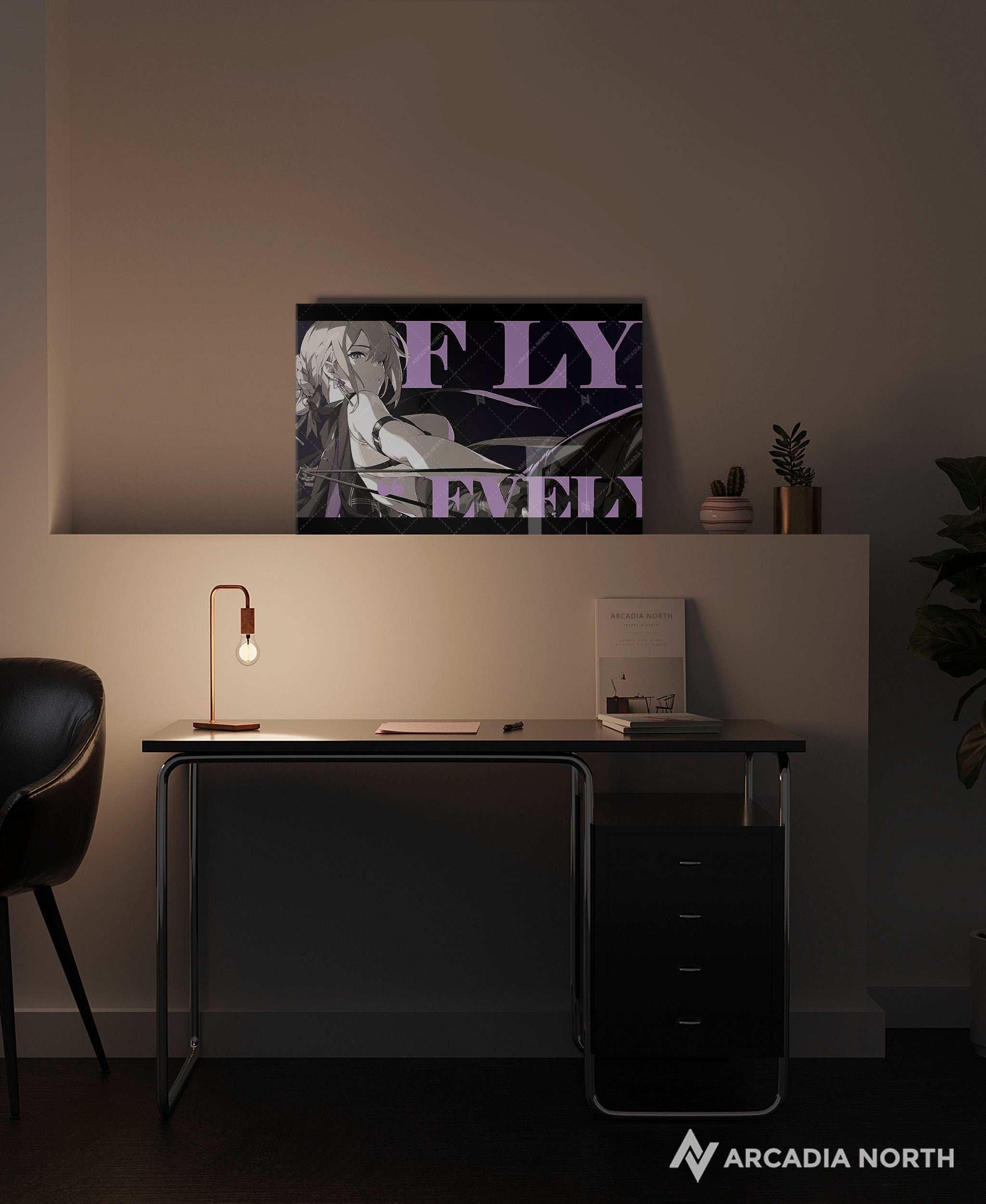 Hoyoverse Zenless Zone Zero ZZZ gaming acrylic poster by Arcadia North. Evelyn M3 Mindscape Cinema artwork. Acrylic wall art printed on acrylic.