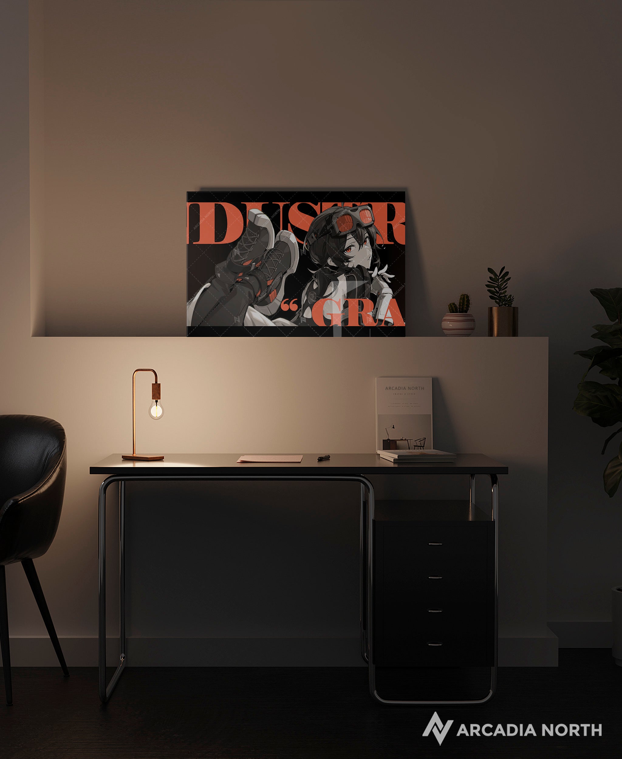 Hoyoverse Zenless Zone Zero ZZZ gaming acrylic poster by Arcadia North. Grace M3 Mindscape Cinema artwork. Acrylic wall art printed on acrylic.