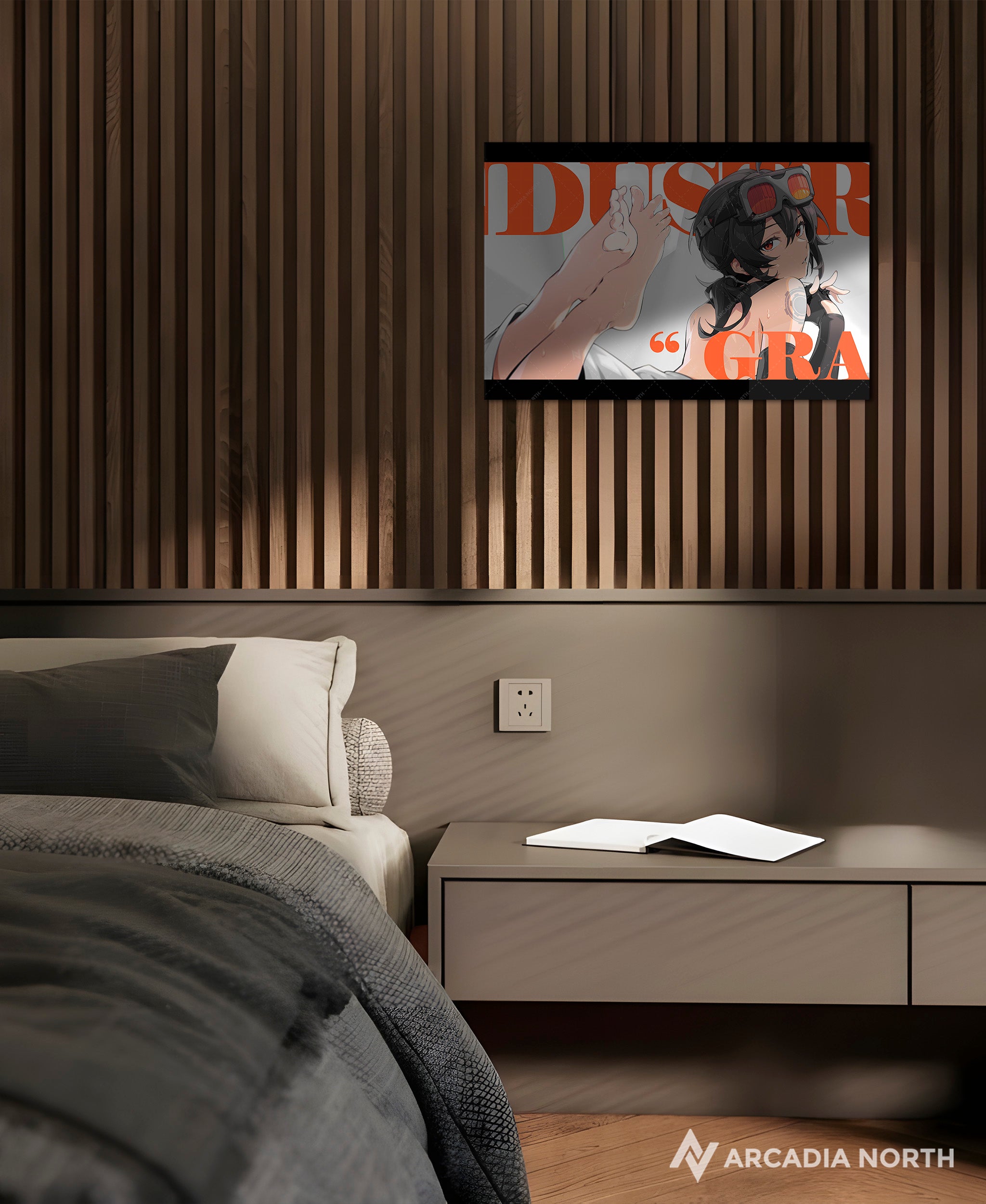 Hoyoverse Zenless Zone Zero ZZZ gaming acrylic poster by Arcadia North. Grace M6 Mindscape Cinema artwork. Acrylic wall art printed on acrylic.