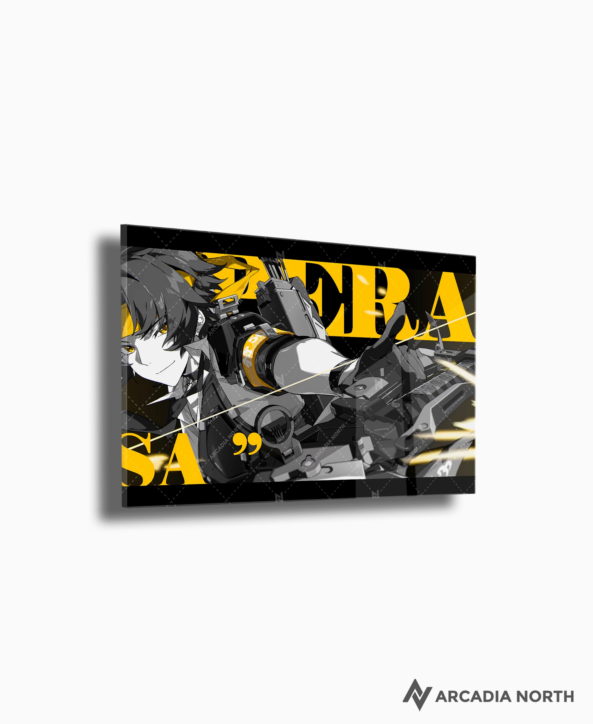 Hoyoverse Zenless Zone Zero ZZZ gaming acrylic poster by Arcadia North. Harumasa M3 Mindscape Cinema artwork. Acrylic wall art printed on acrylic.