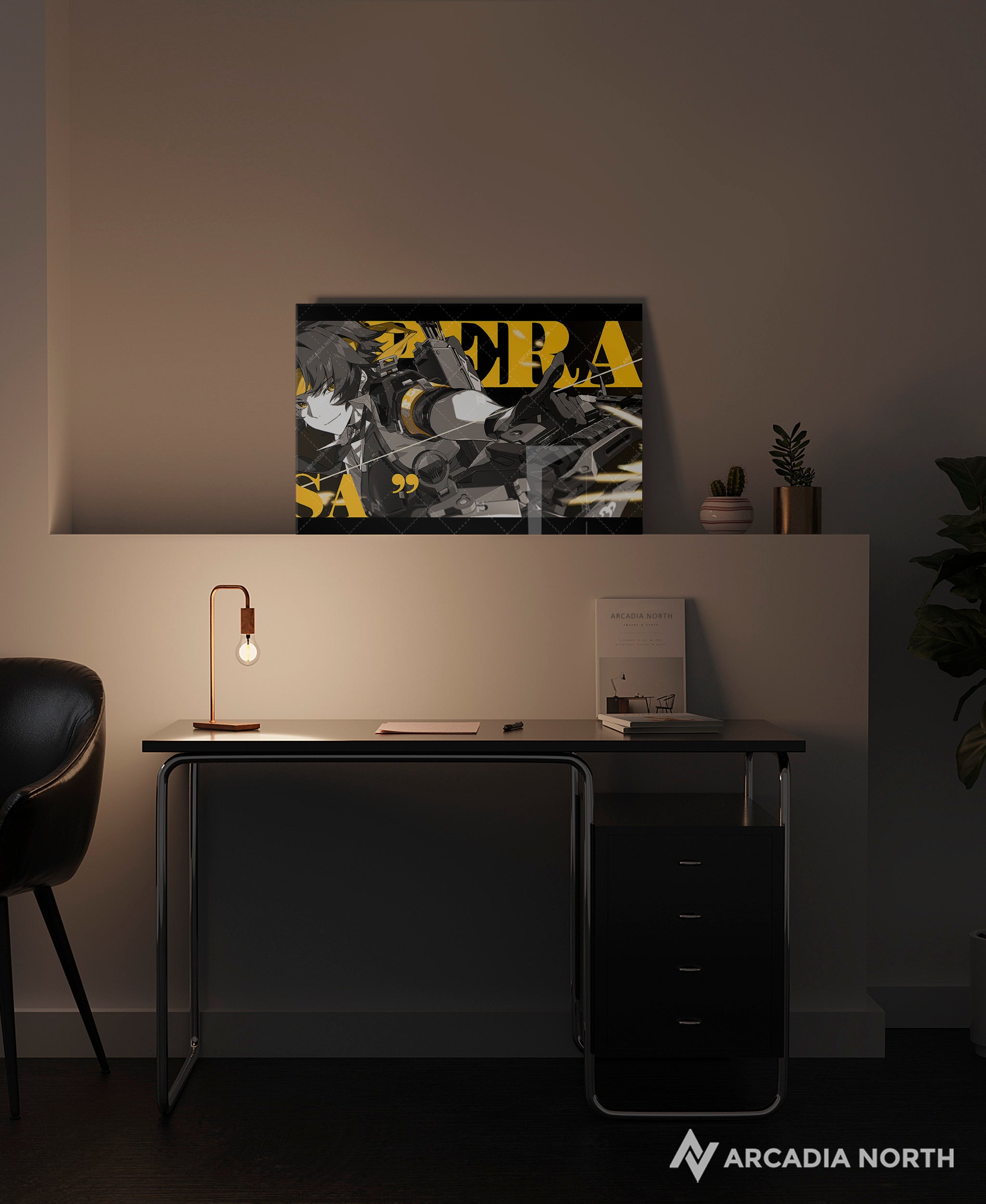 Hoyoverse Zenless Zone Zero ZZZ gaming acrylic poster by Arcadia North. Harumasa M3 Mindscape Cinema artwork. Acrylic wall art printed on acrylic.