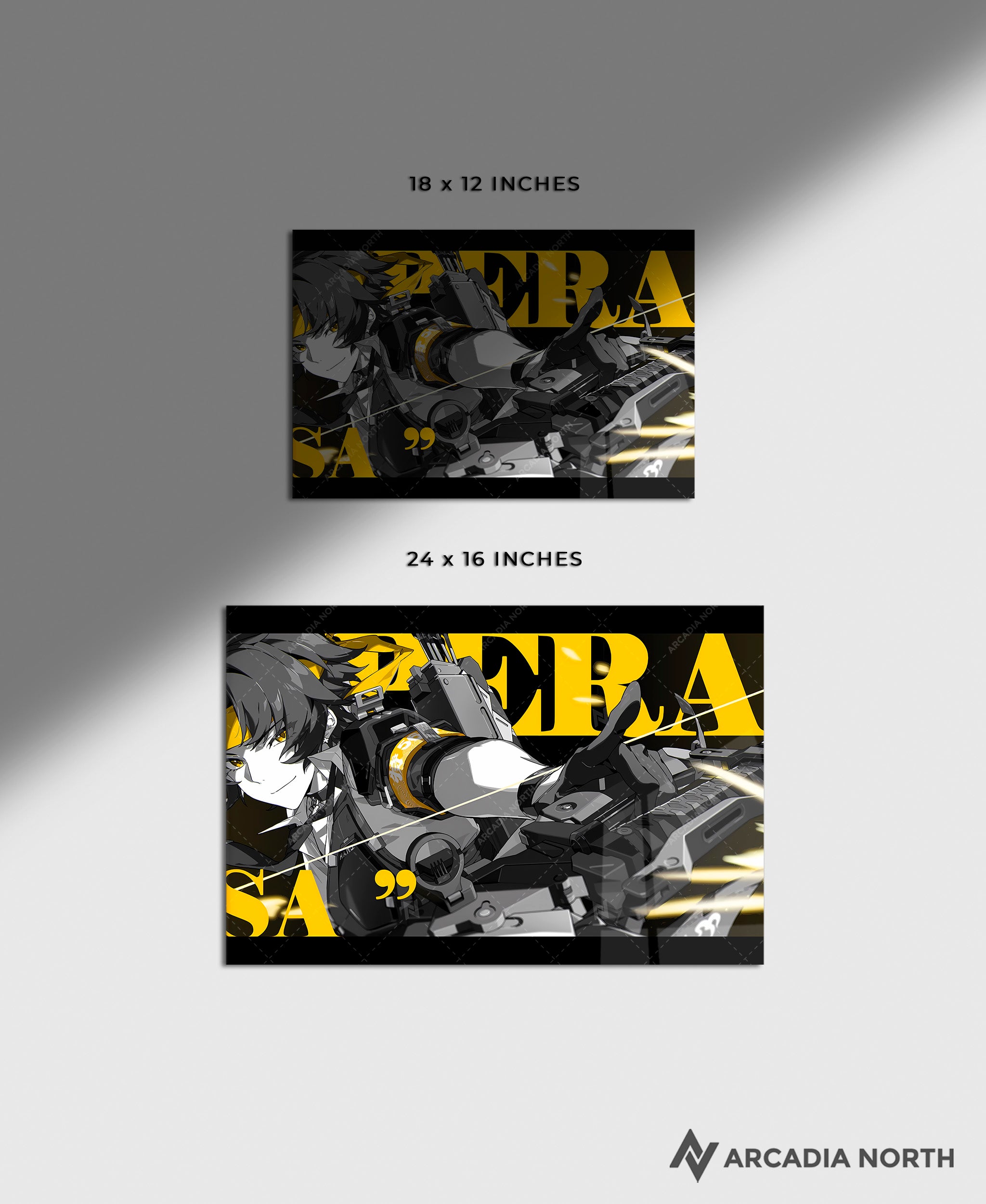 Hoyoverse Zenless Zone Zero ZZZ gaming acrylic poster by Arcadia North. Harumasa M3 Mindscape Cinema artwork. Acrylic wall art printed on acrylic.