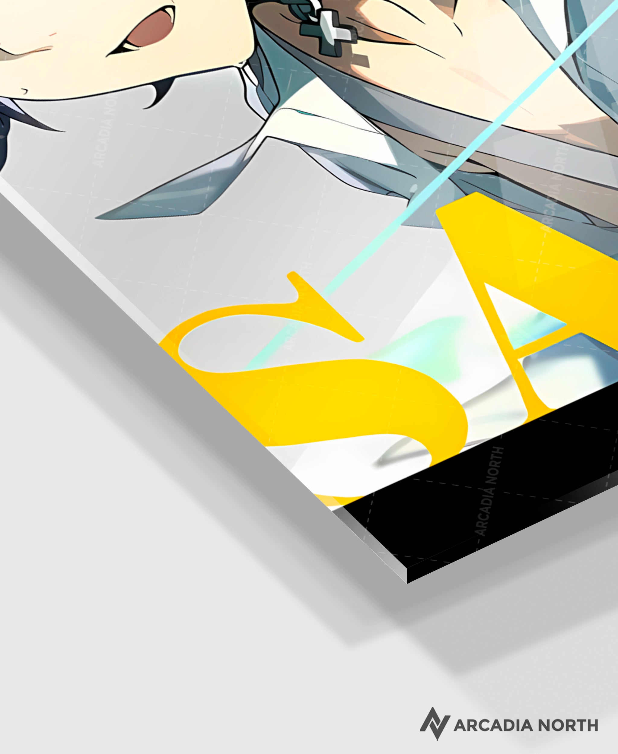 Hoyoverse Zenless Zone Zero ZZZ gaming acrylic poster by Arcadia North. Harumasa M6 Mindscape Cinema artwork. Acrylic wall art printed on acrylic.