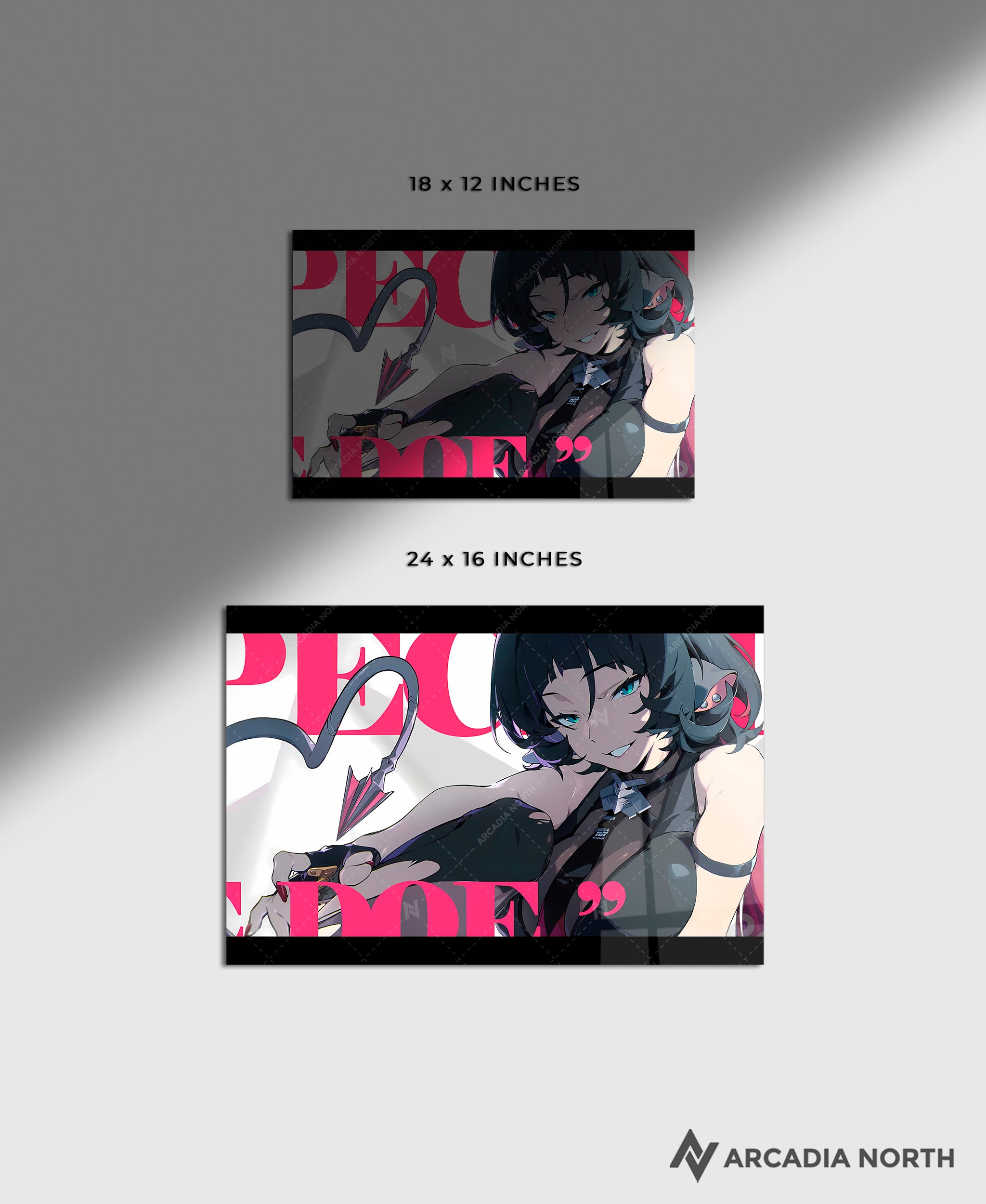 Hoyoverse Zenless Zone Zero ZZZ gaming acrylic poster by Arcadia North. Jane Doe M6 Mindscape Cinema artwork. Acrylic wall art printed on acrylic.