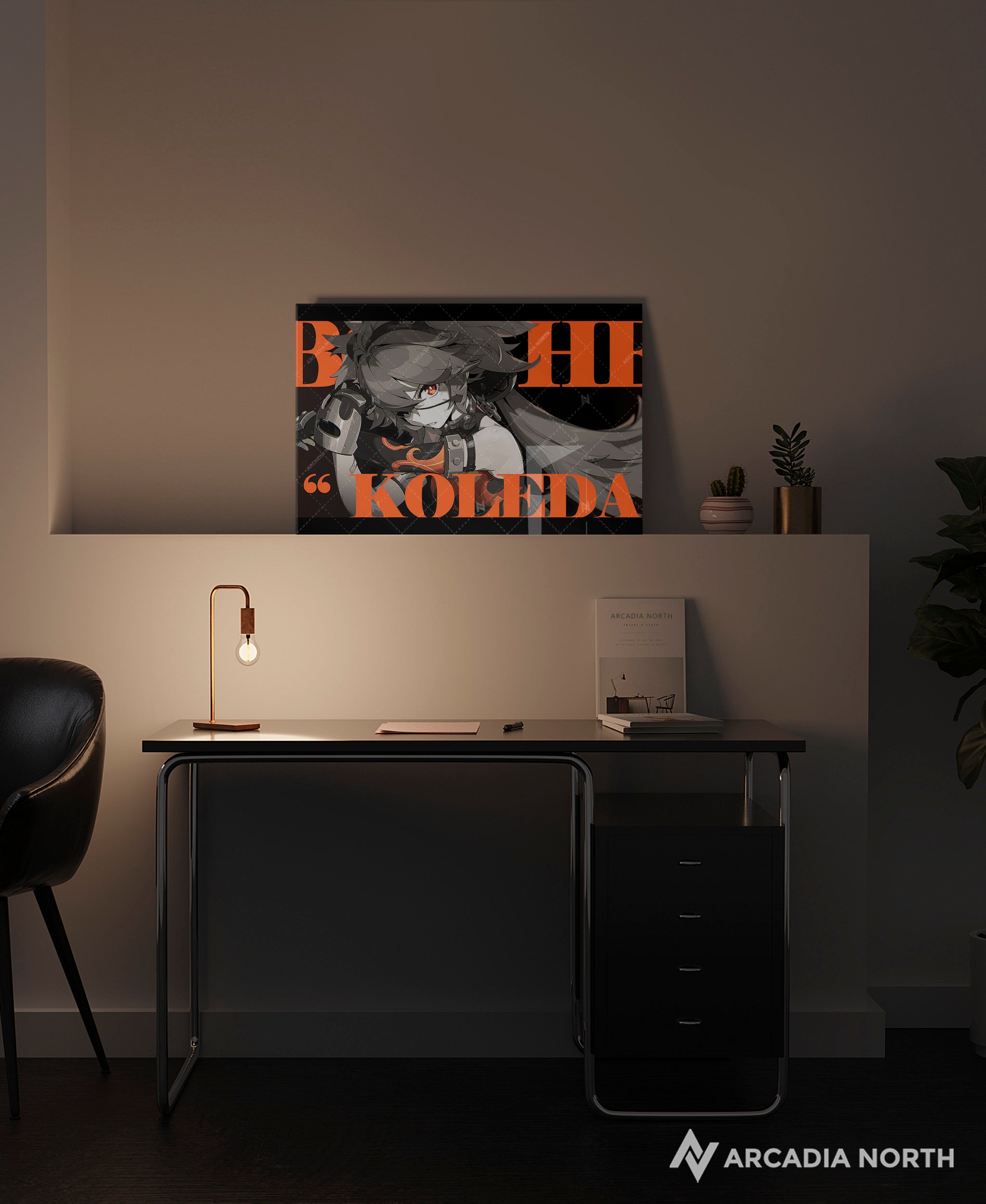 Hoyoverse Zenless Zone Zero ZZZ gaming acrylic poster by Arcadia North. Koleda M3 Mindscape Cinema artwork. Acrylic wall art printed on acrylic.